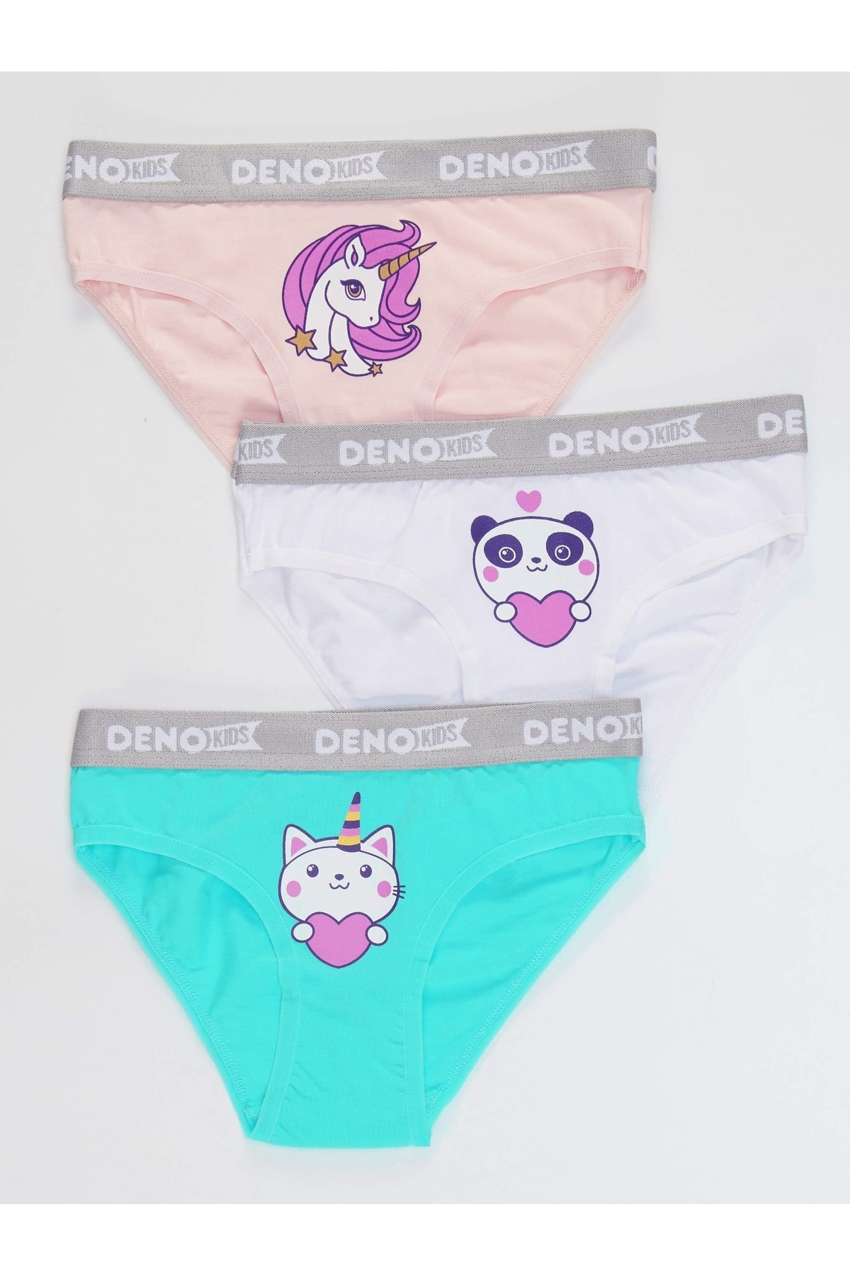 Levně Denokids Girls' Pink-white-mint 3 Pieces Panty Set