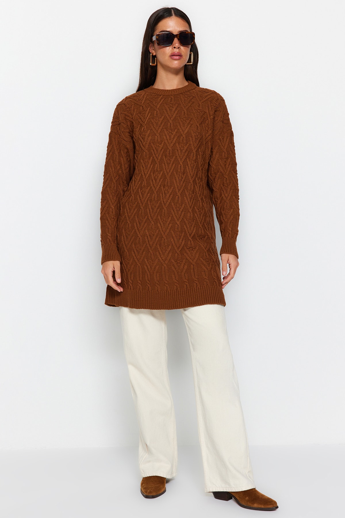 Trendyol Sweater - Brown - Regular fit