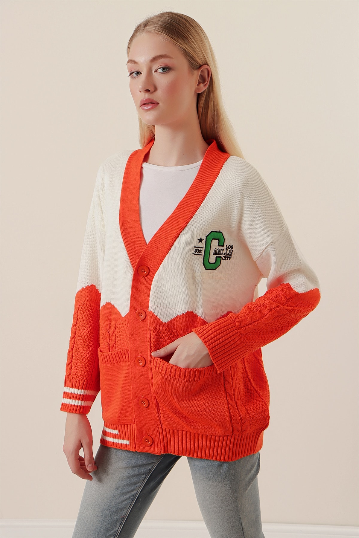 Bigdart Cardigan - Orange - Oversize