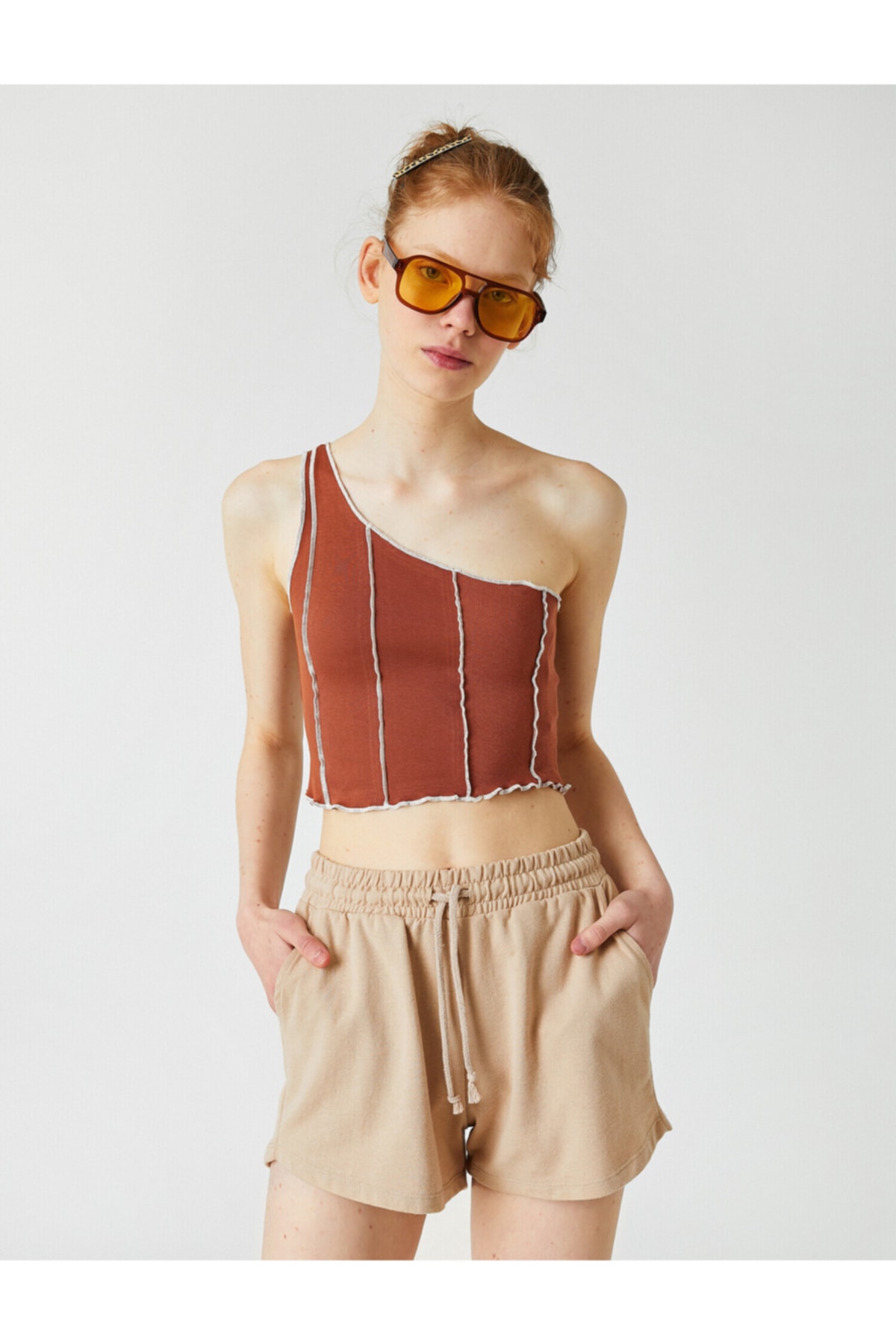 Koton One-Shoulder Crop Singlet