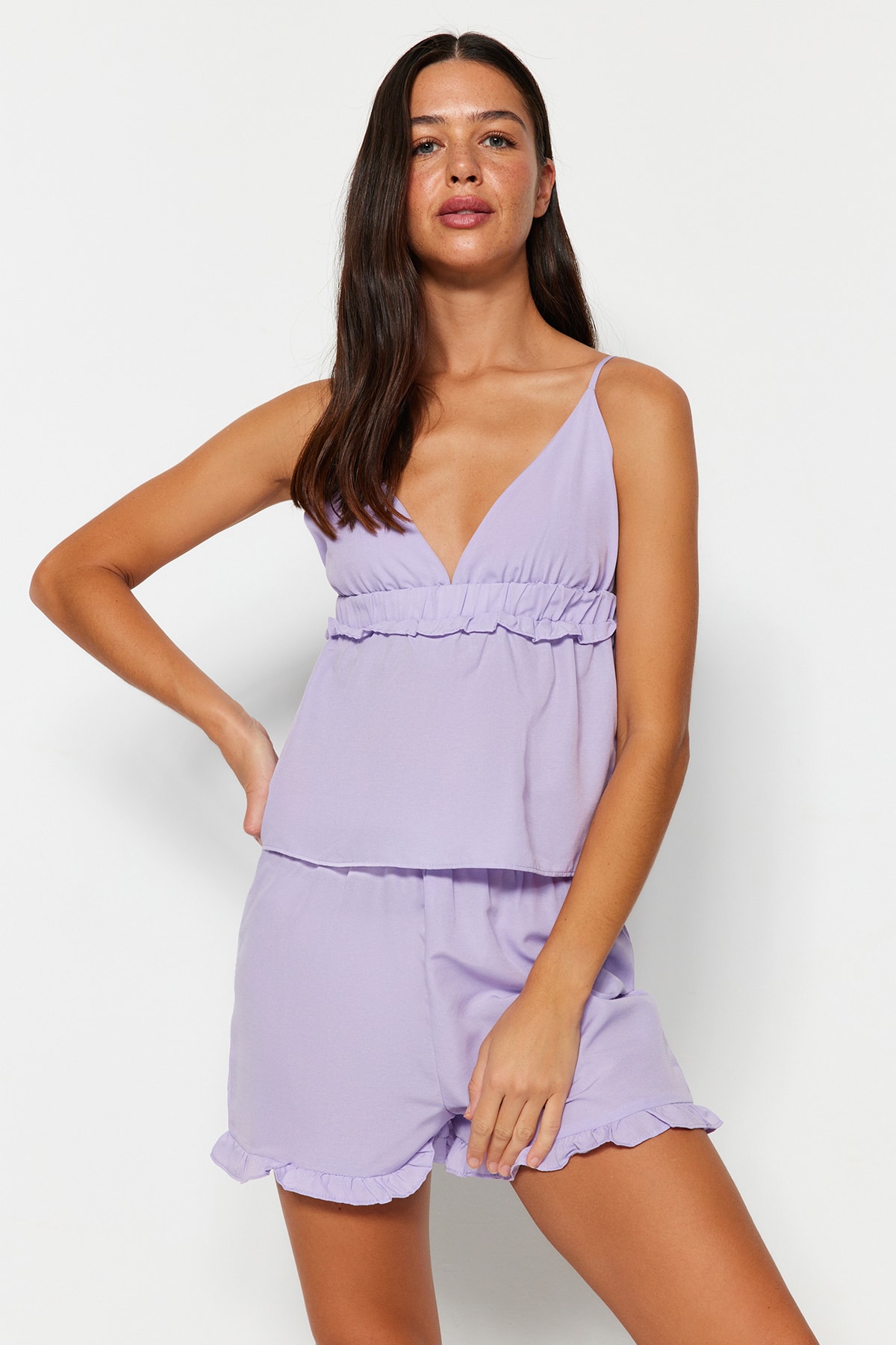 Trendyol Pajama Set - Purple - Plain