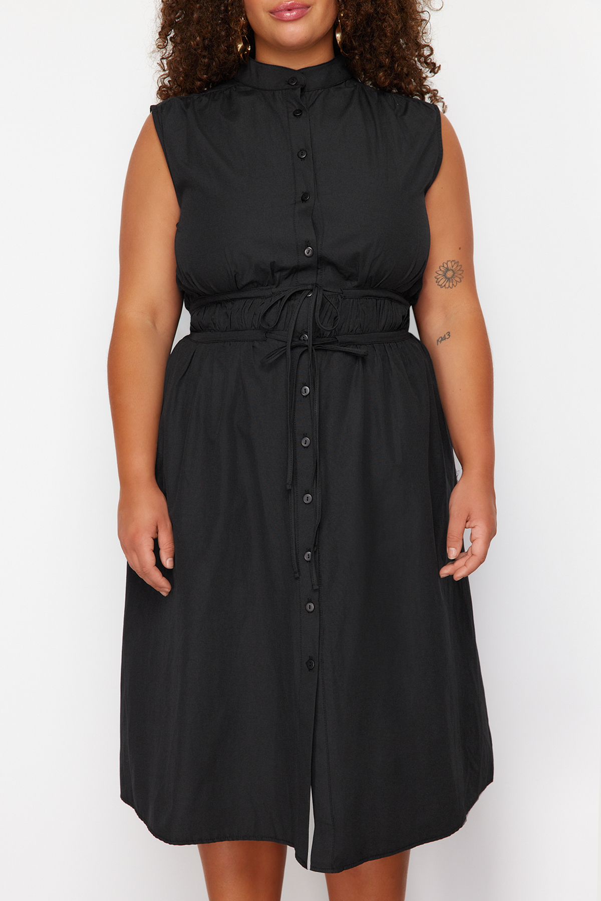 Trendyol Curve Black Woven Shirt Dress