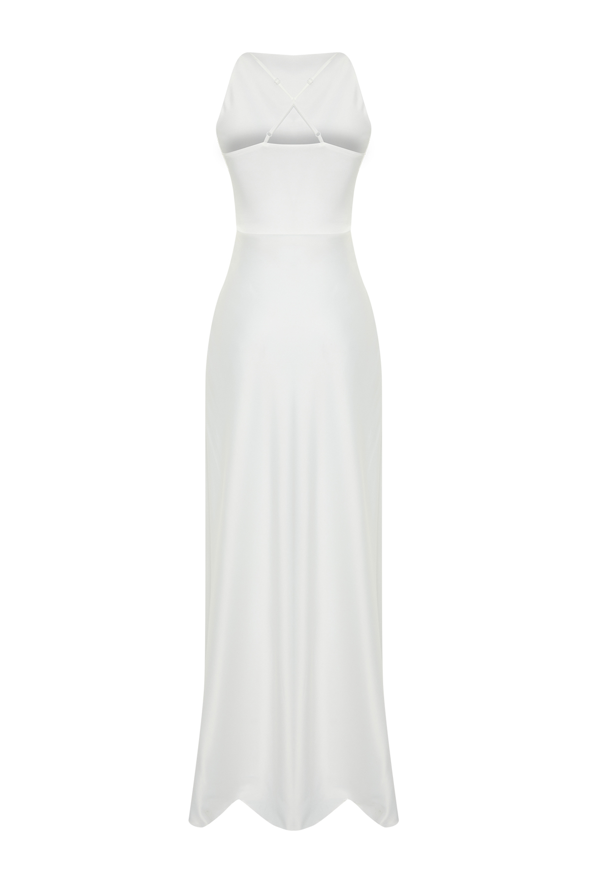 Trendyol Bridal White Woven Satin Wedding / Wedding Long Evening Evening Dress