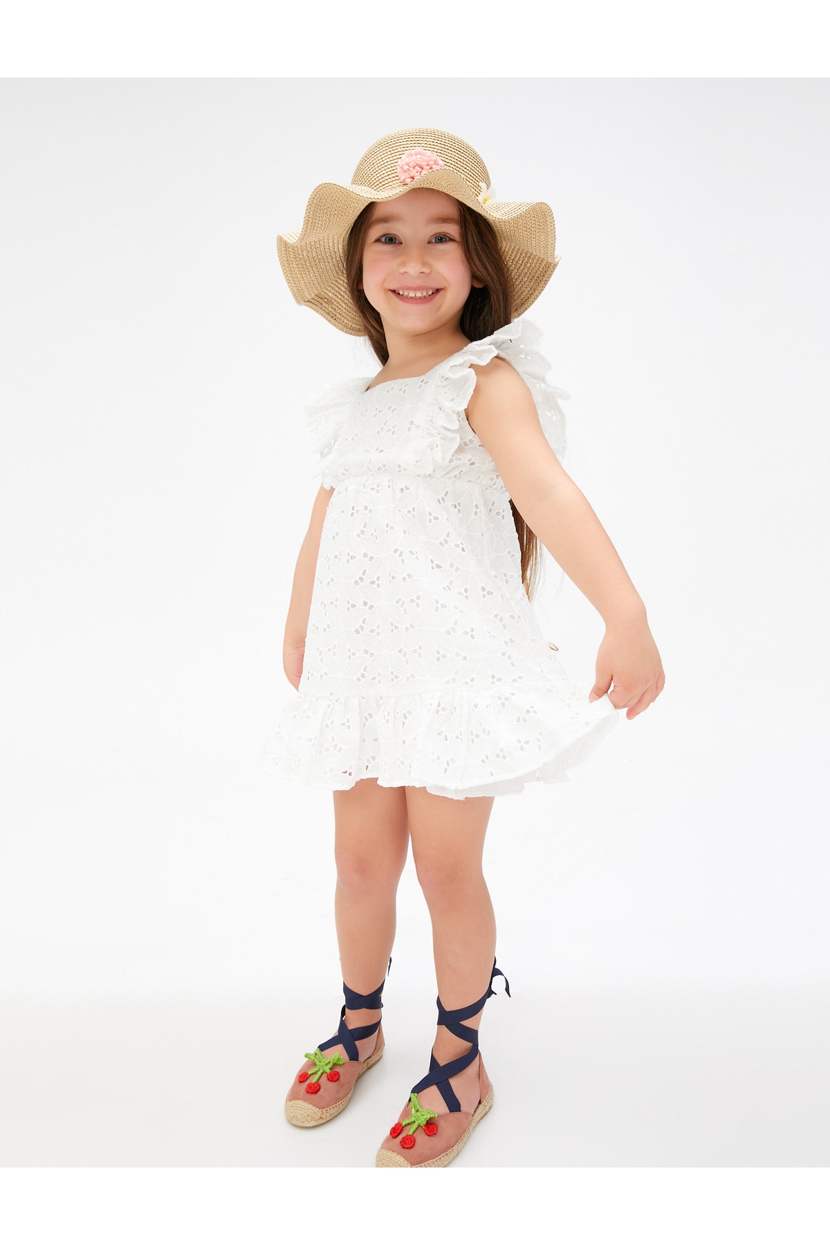 Koton Floral Scalloped Ruffled Cotton Lined