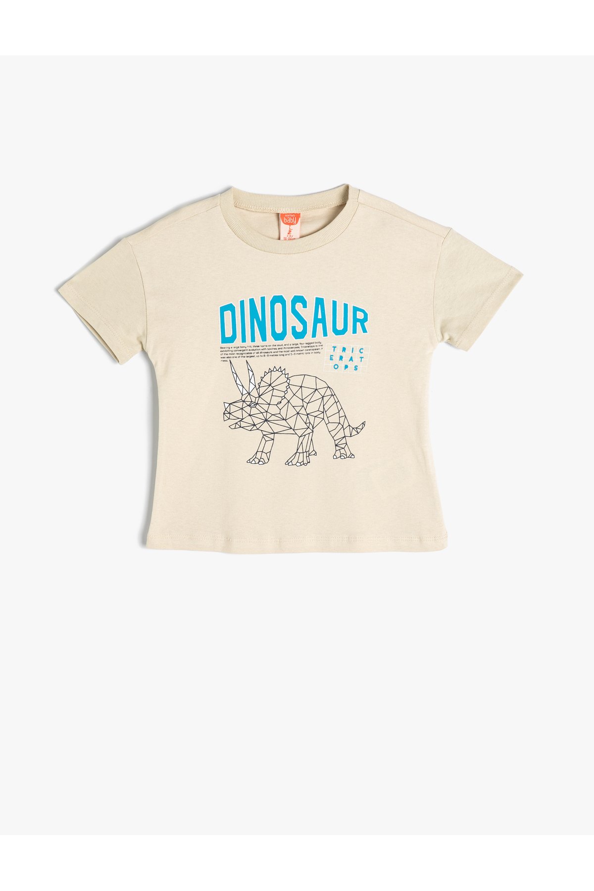Levně Koton T-Shirt with Dinosaur Print Short Sleeved Crew Neck