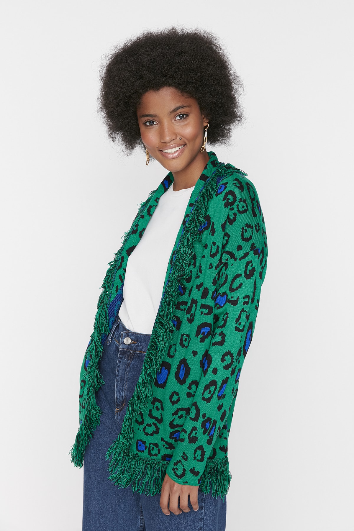 Trendyol Green Tassel Detailed Knitwear Cardigan