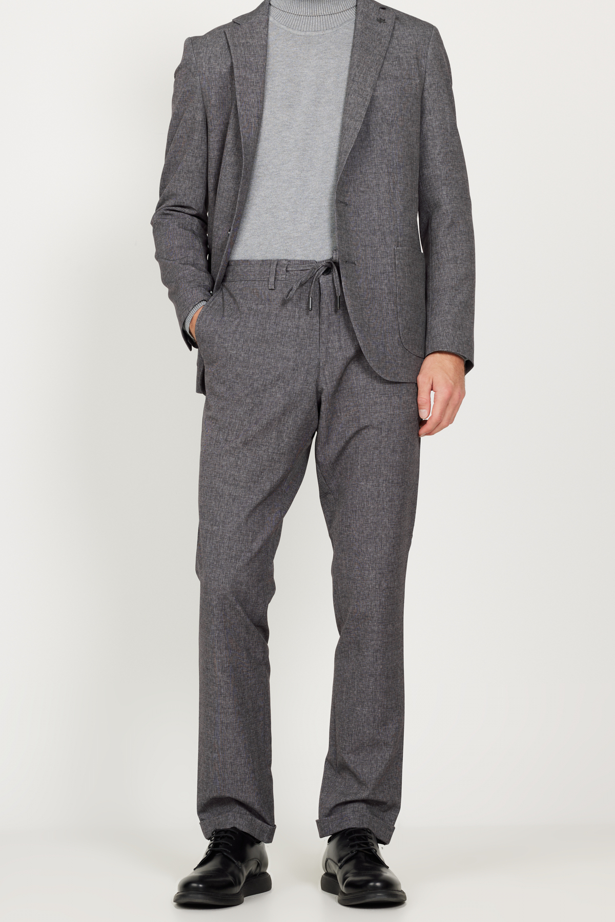 ALTINYILDIZ CLASSICS Men's Black-Smoky Slim Fit Slim Fit Mono Collar Travel Bag Patterned Suit