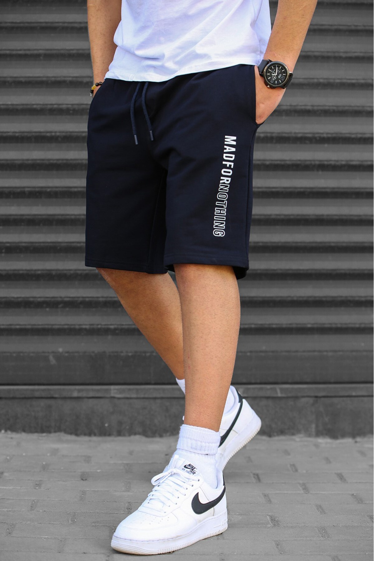 Madmext Navy Blue Capri Shorts 5403
