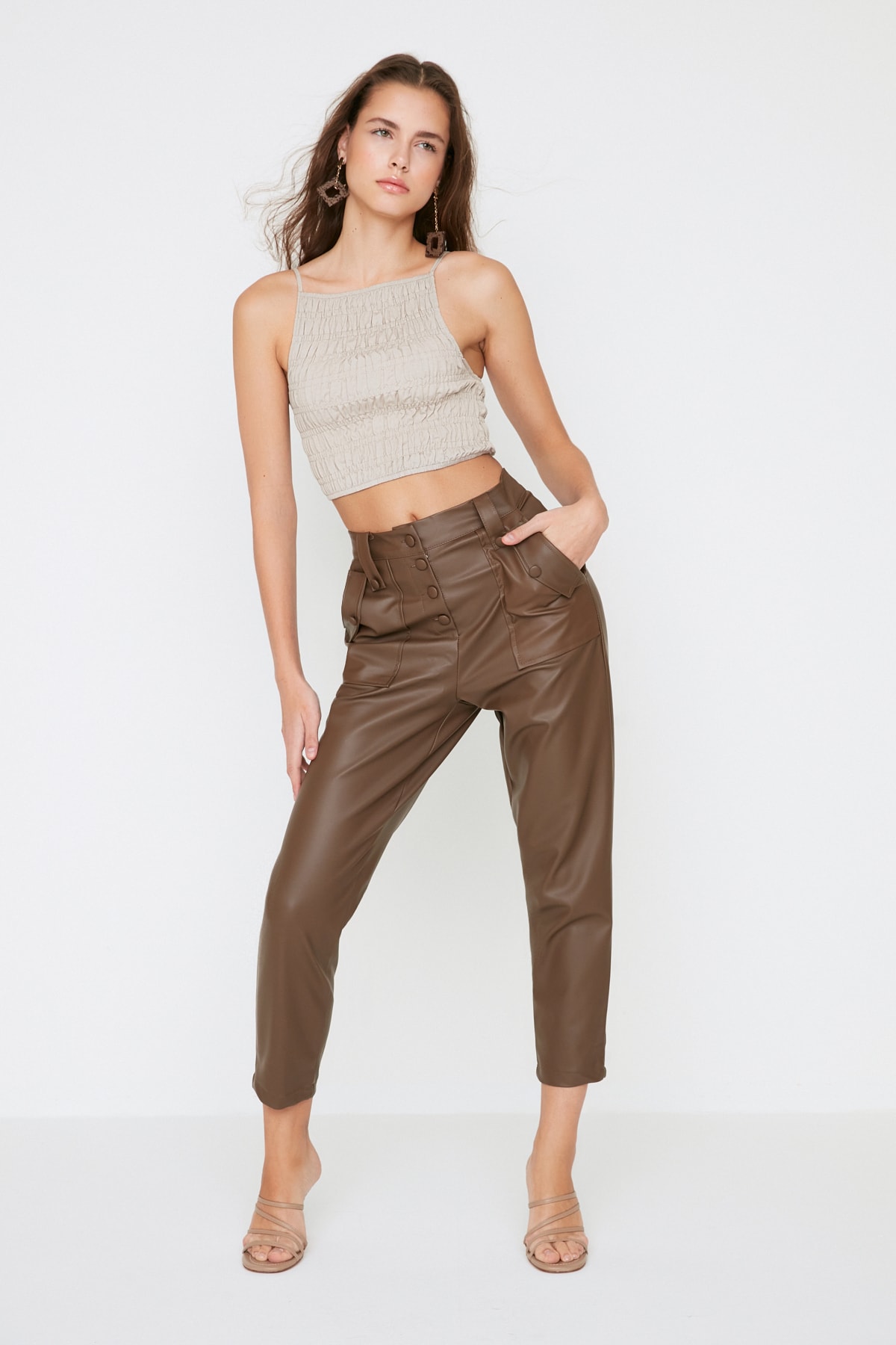 Dámske nohavice Trendyol TWOAW22PL0083/OIL
