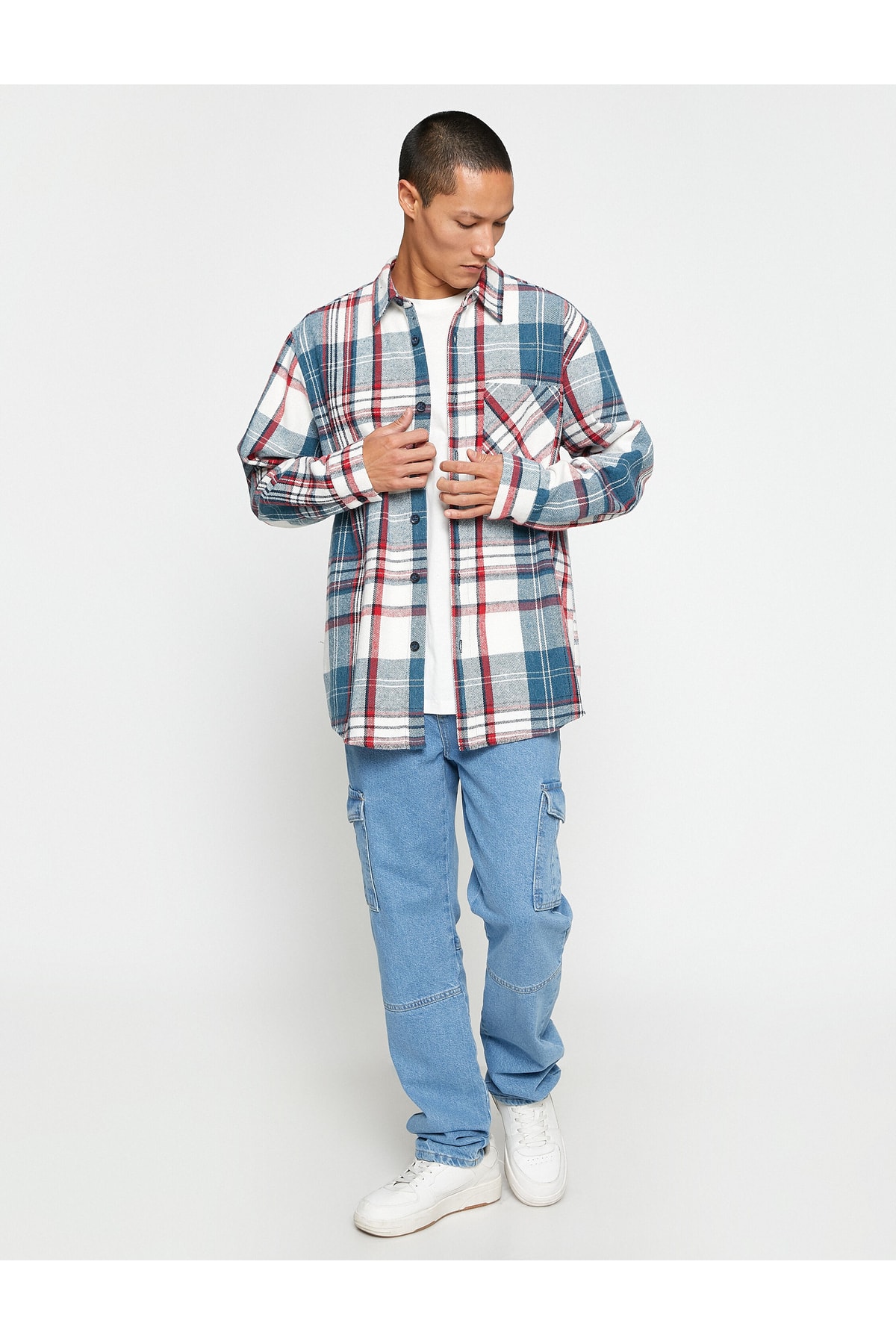 Koton Plaid Lumberjack Shirt Classic Collar Pocket Detailed Long Sleeve