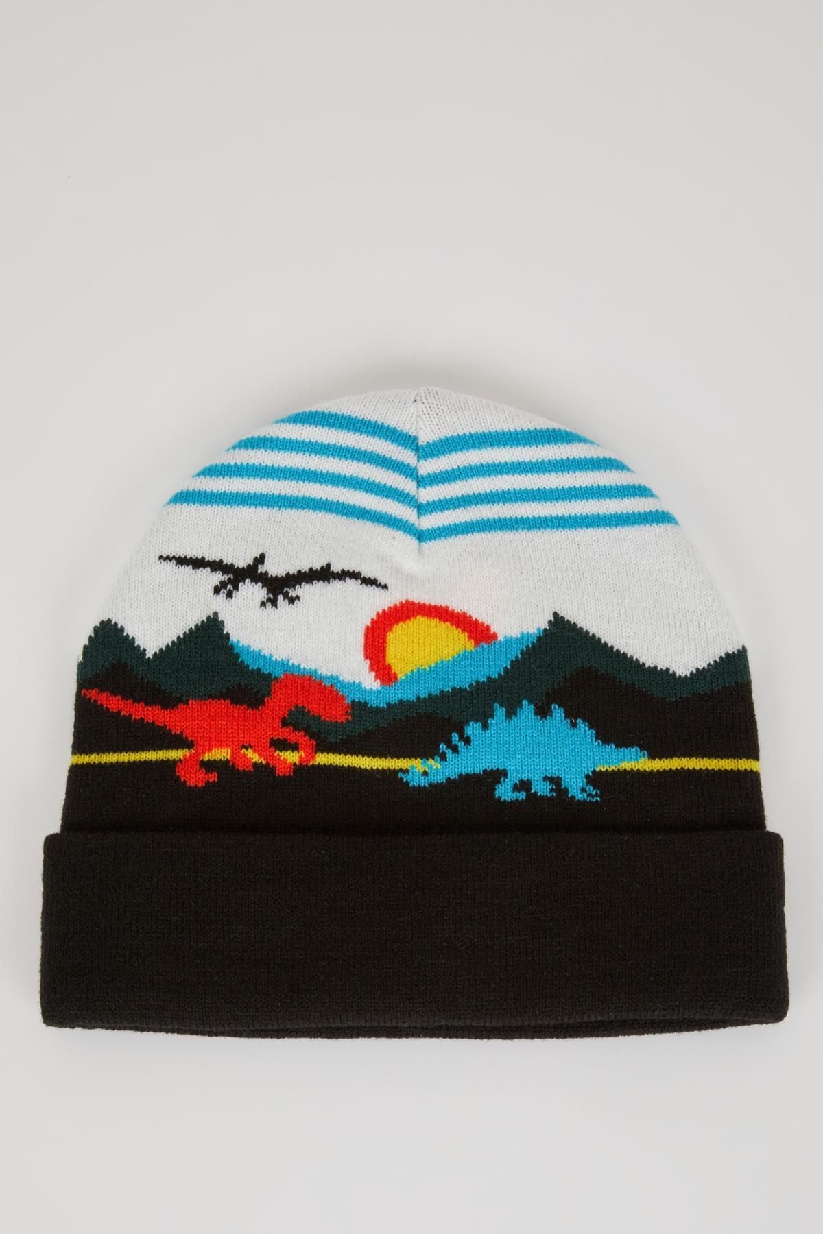 DEFACTO Boy's Dinosaur Printed Beret