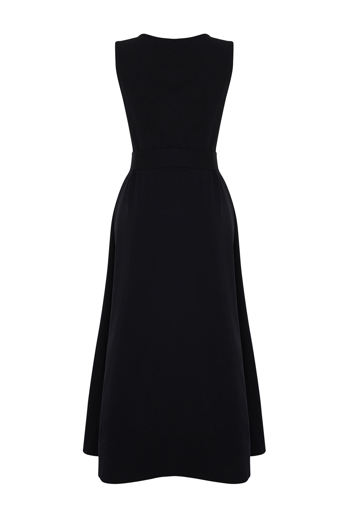 Trendyol Black Gabardine Sash Detailed Sleeveless Woven Gilet Dress