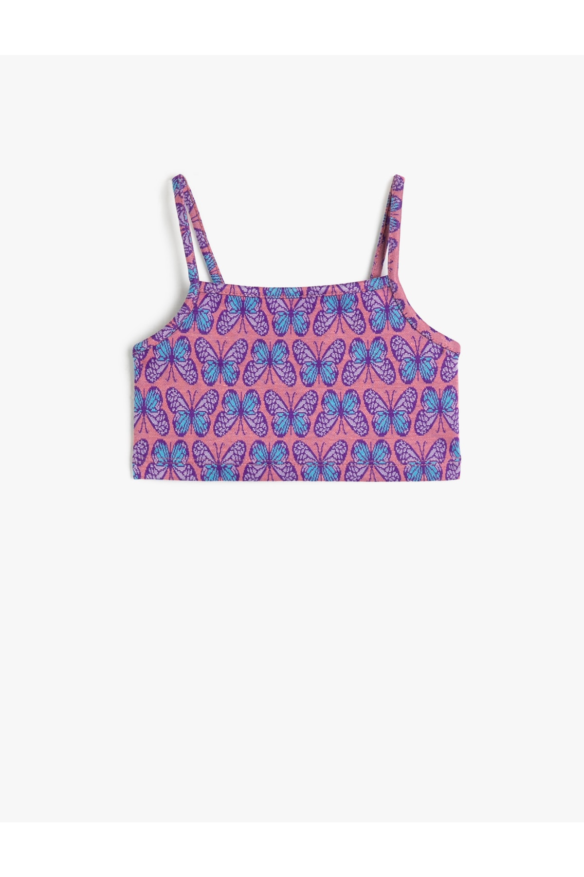 Koton Butterfly Print Crop Top with Straps Tight fit
