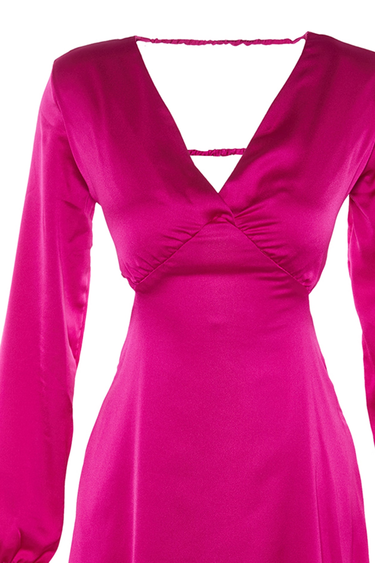 Rochie de seara din satin Trendyol Fuchsia cu decolteu in V