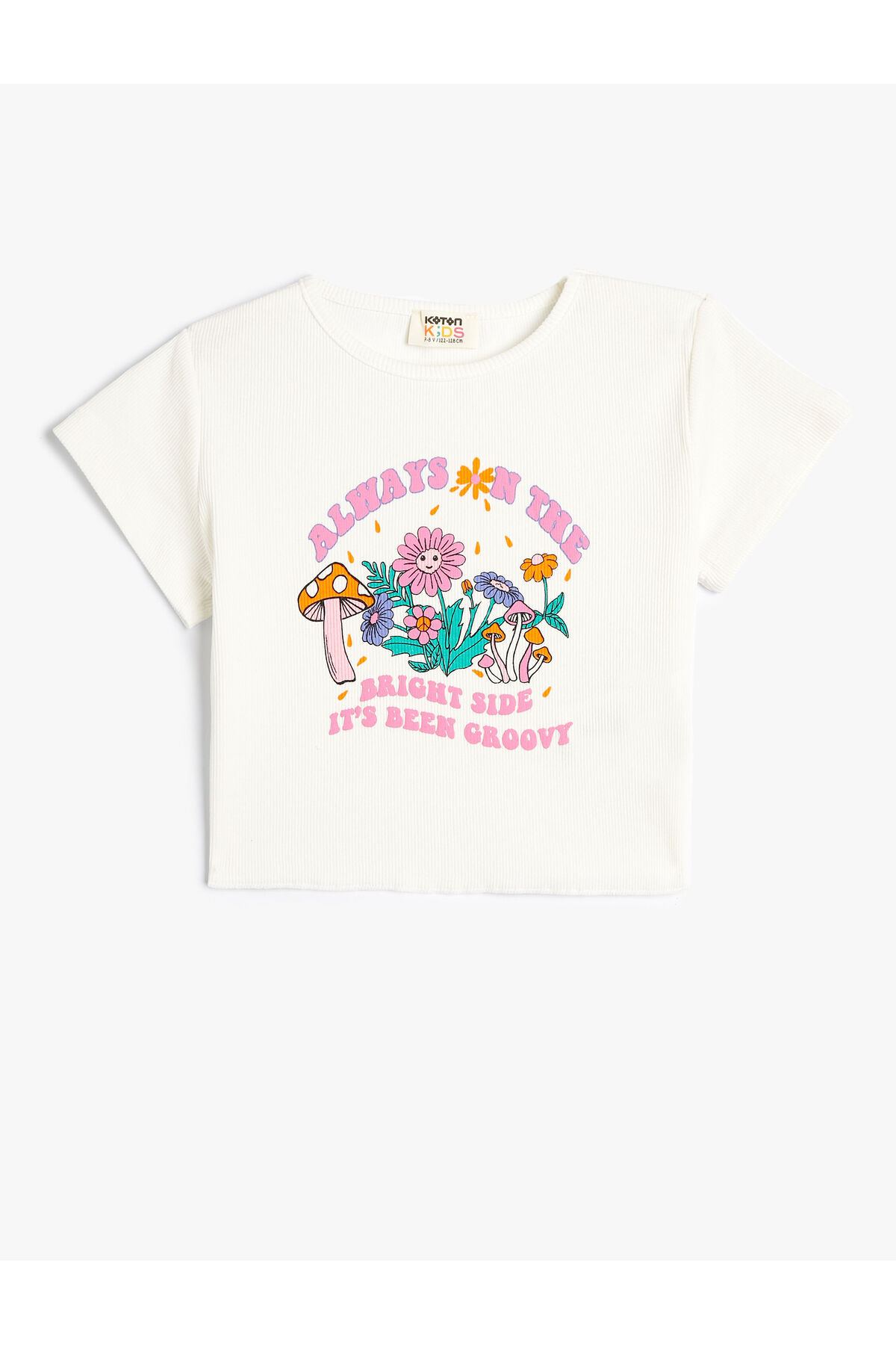 Koton Crop T-Shirt Floral Print Short Sleeve Cotton
