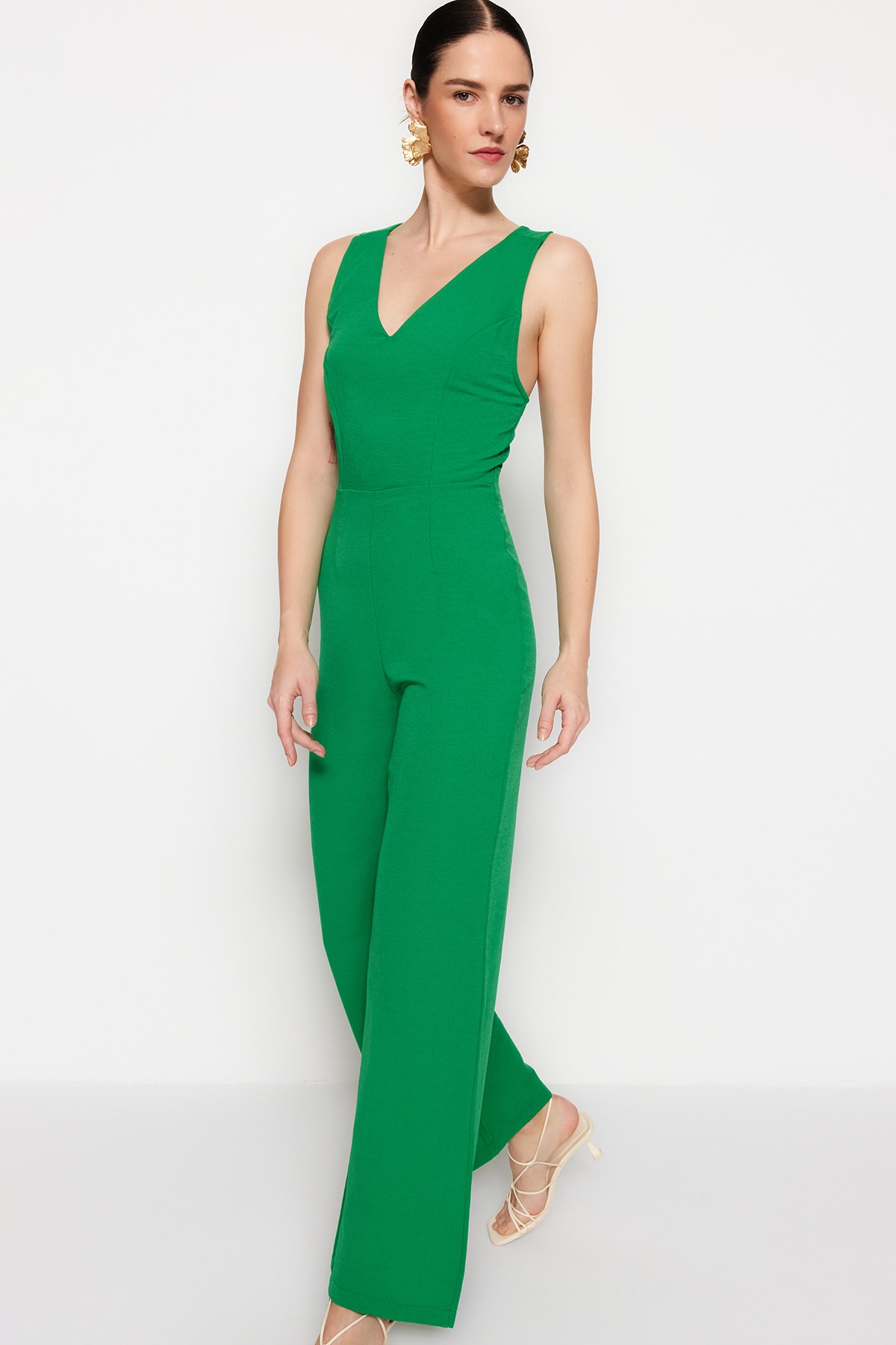 Trendyol Green Belted Maxi Woven Overalls