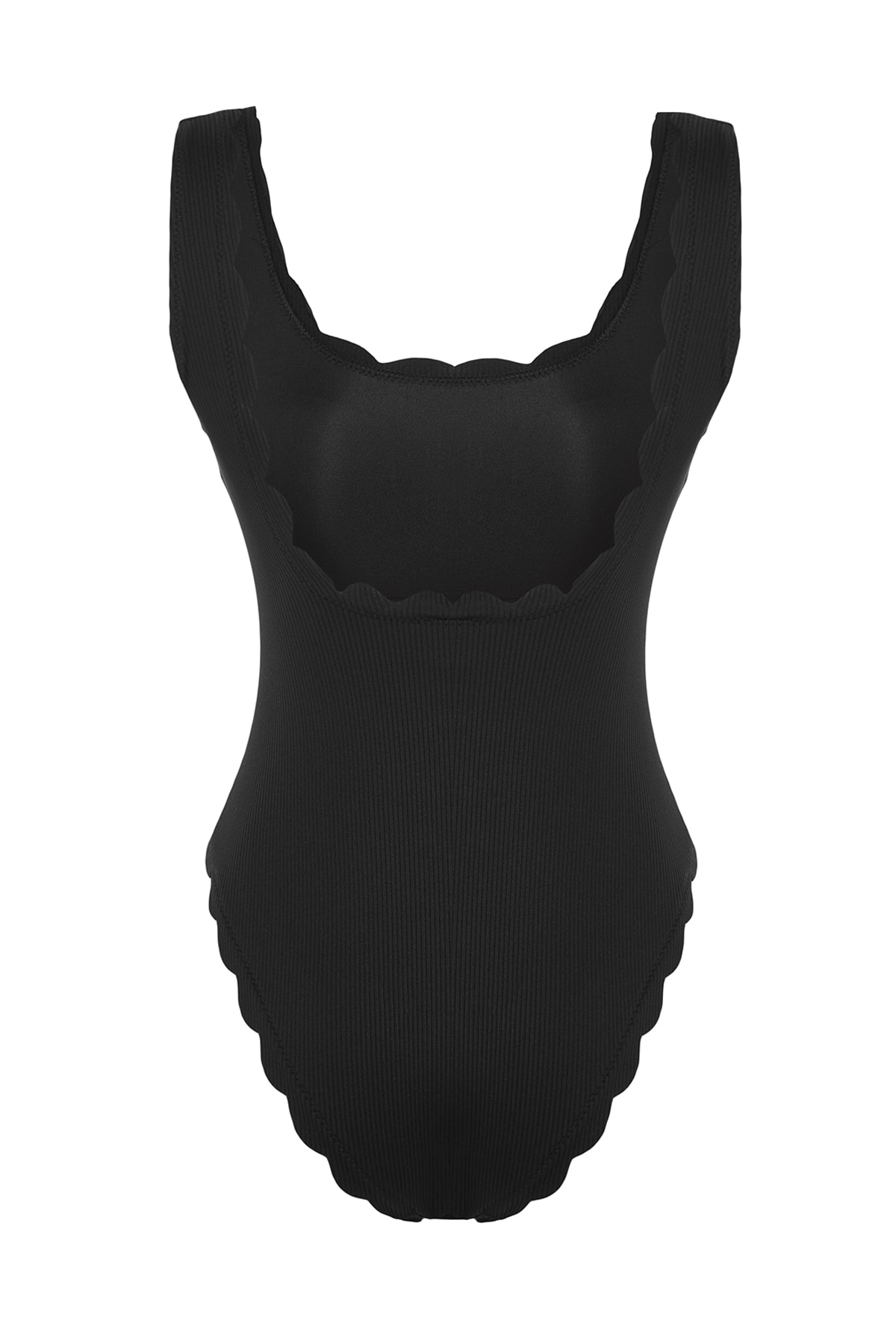 Trendyol Black Square Collar Laser Cut, Texturat Regular Leg Swimsuit