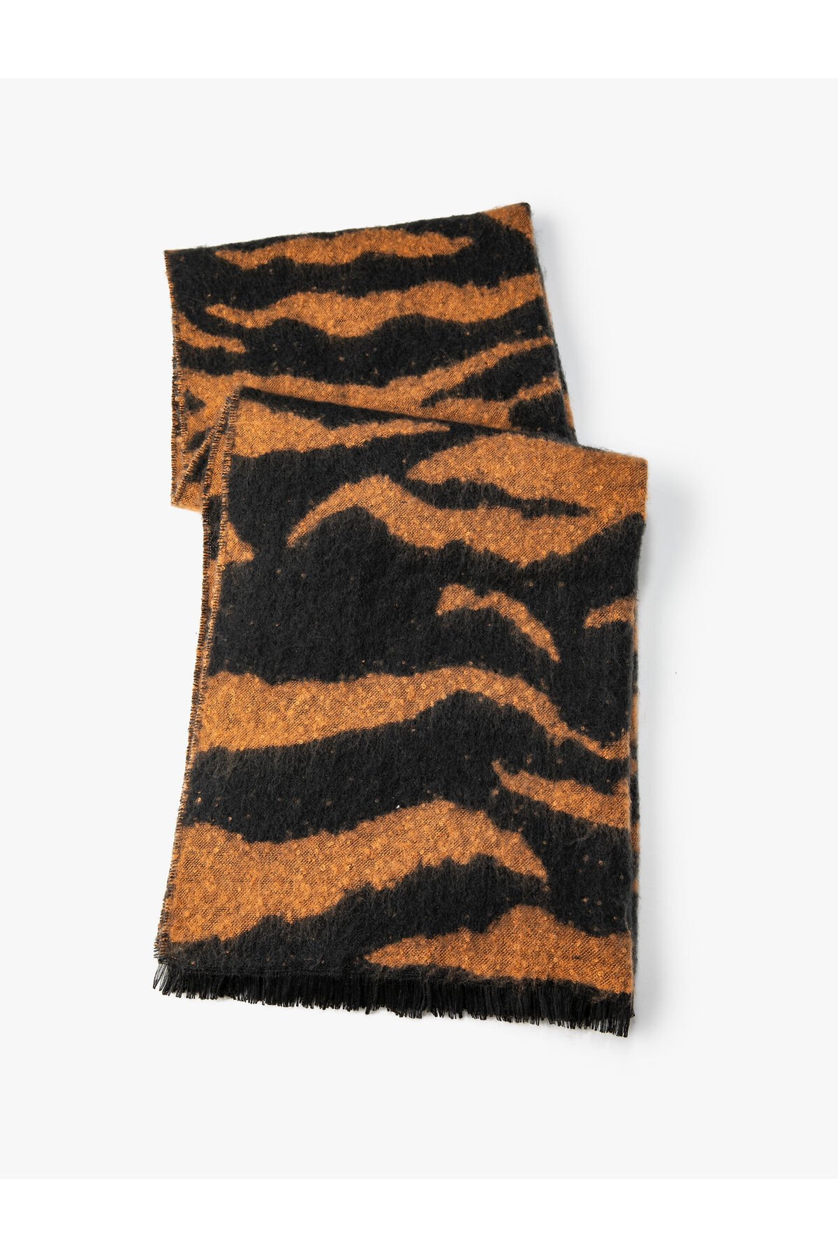 Koton Zebra Patterned Soft Textured Tassel Scarf