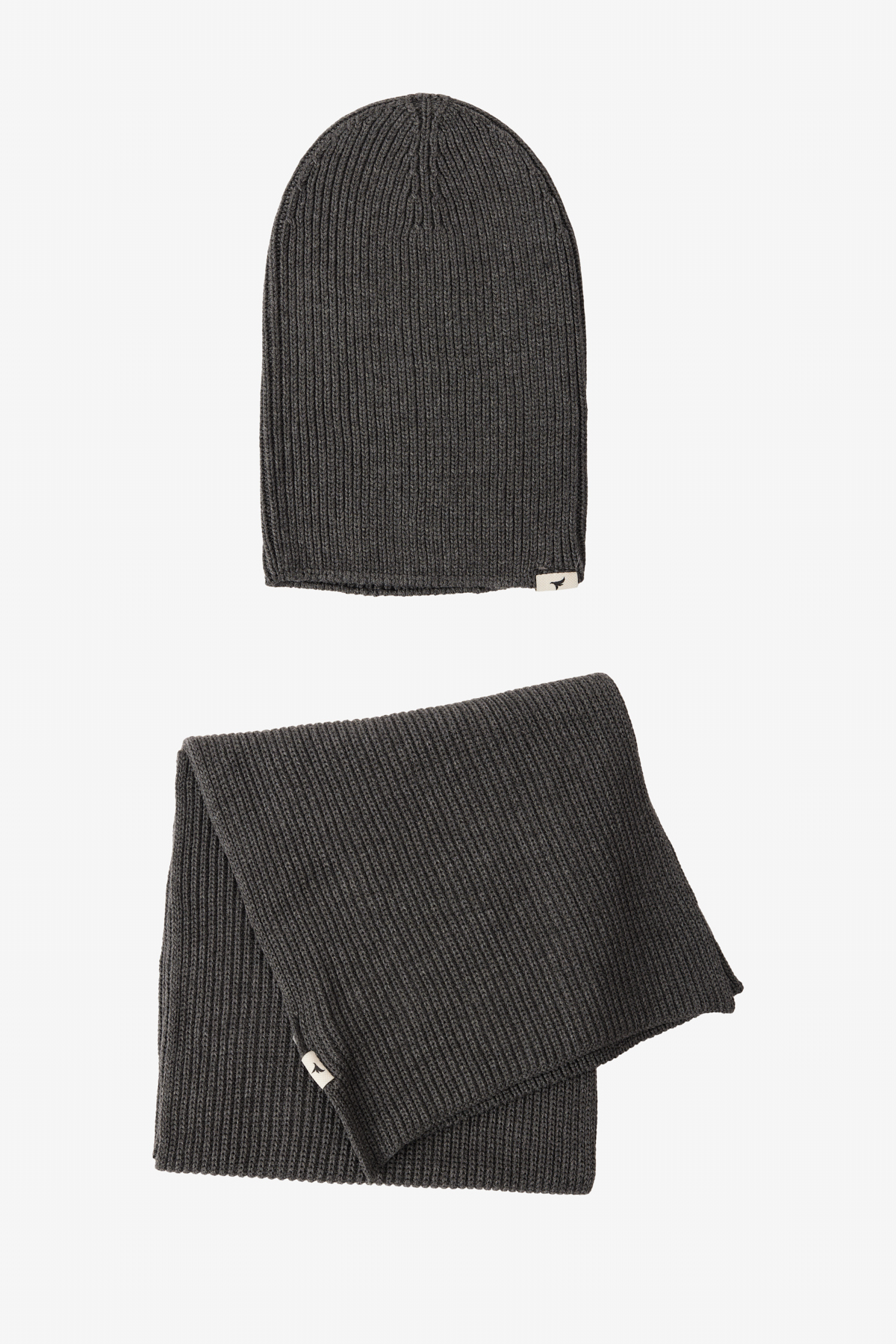 Levně AC&Co / Altınyıldız Classics Men's Gray Melange Windproof Warm Knitwear Scarf-Beanie Set