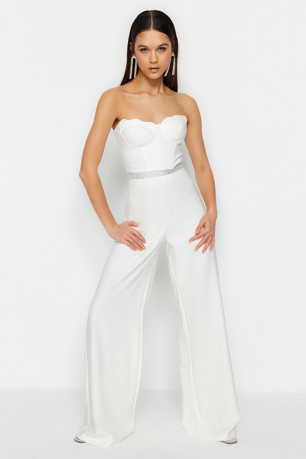 Trendyol Ecru Stone Belt Detailed Trousers