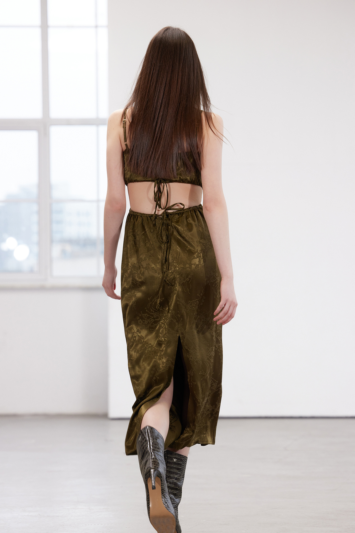 Trendyol Limited Edition Khaki Woven Satin Dress