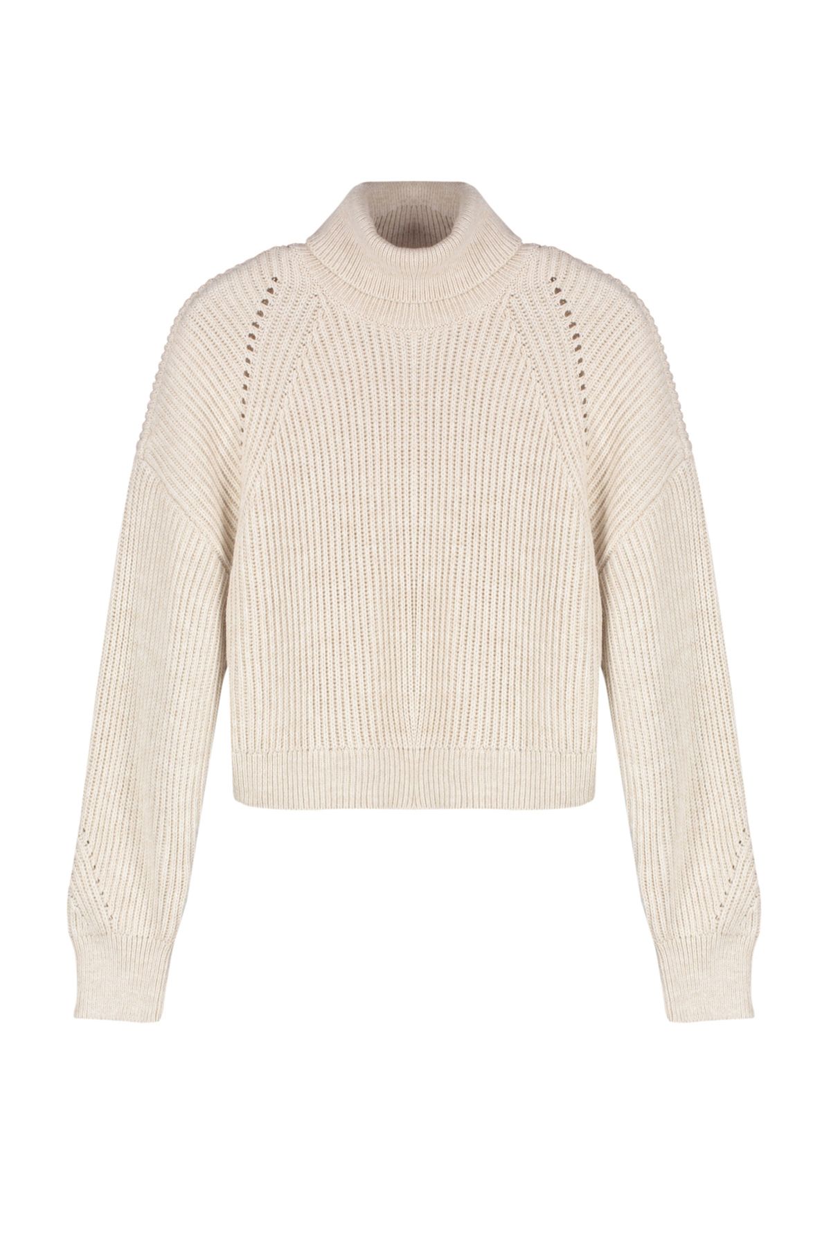 Trendyol Beige Crop Turtleneck Knitwear Sweater