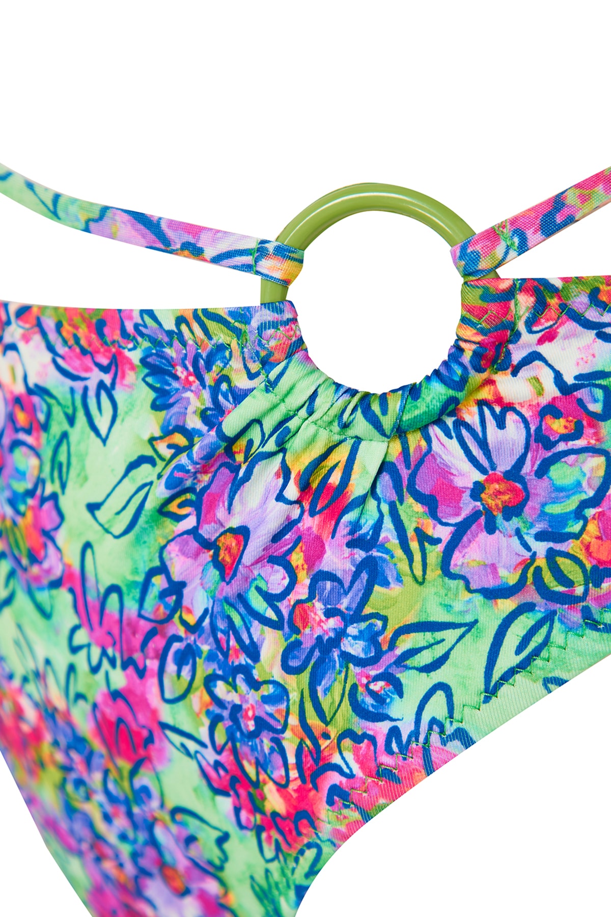 Trendyol Floral Patterned Accesorii High Walie Normal Leg Bikini Bottom