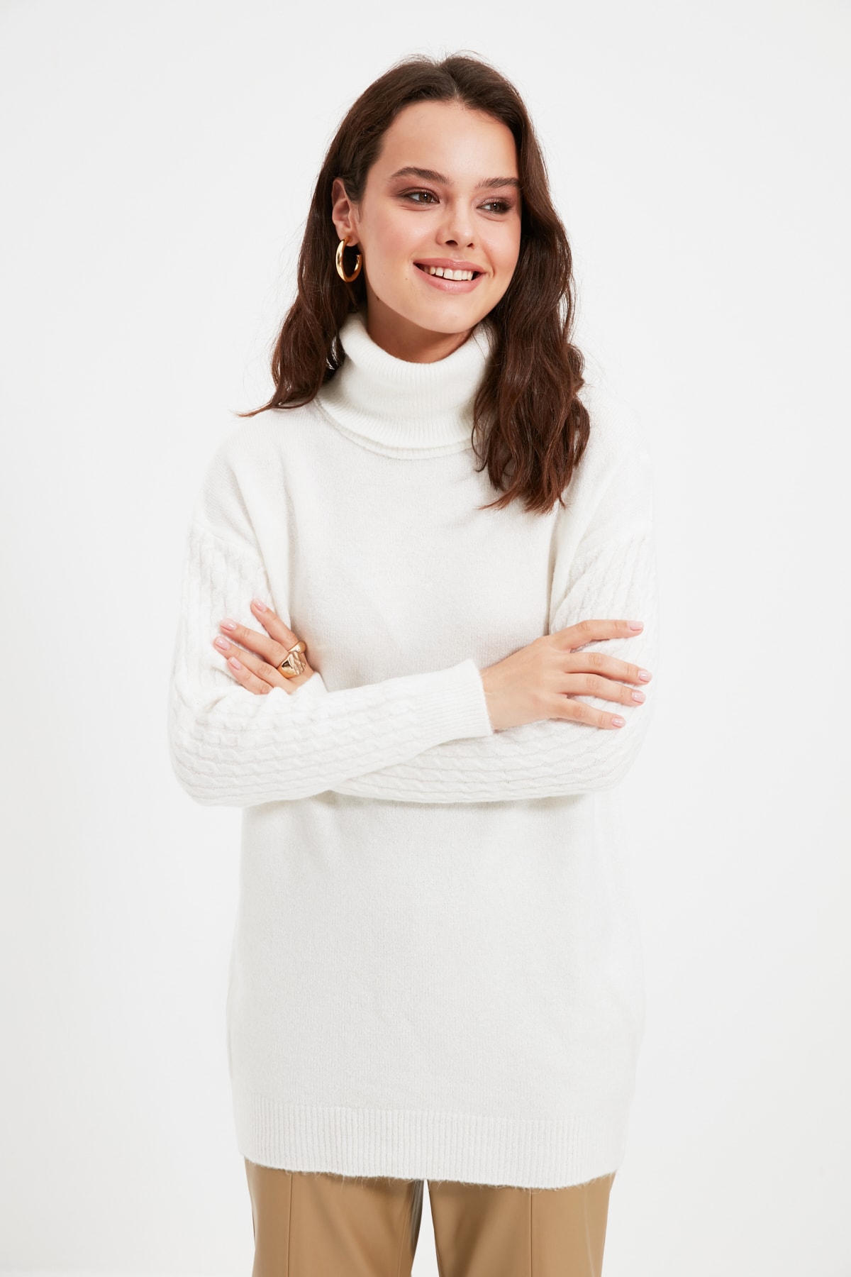 Trendyol Sweater - Ecru - Relaxed fit