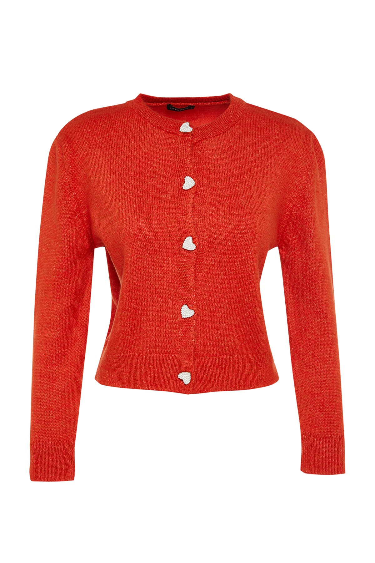 Levně Trendyol Orange Soft Textured Jewel Button Pletený svetr