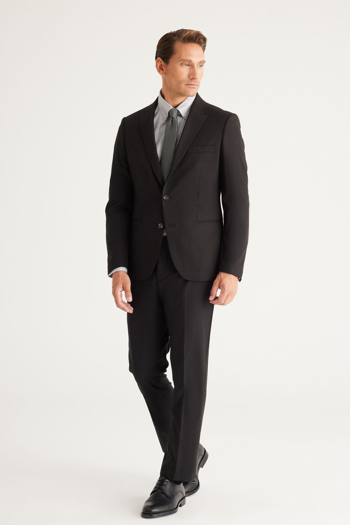 Levně ALTINYILDIZ CLASSICS Men's Black Extra Slim Fit Slim Fit Dovetail Collar Suit.