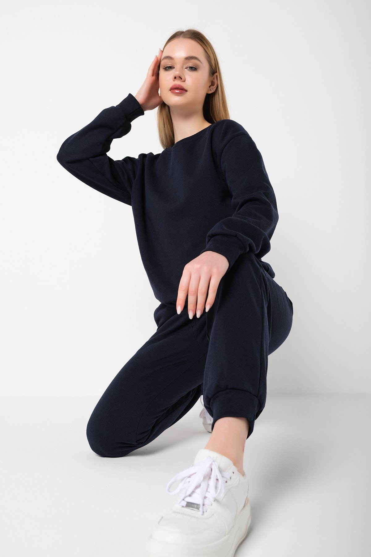 Know Women's Navy Blue Cotton Pajama Set