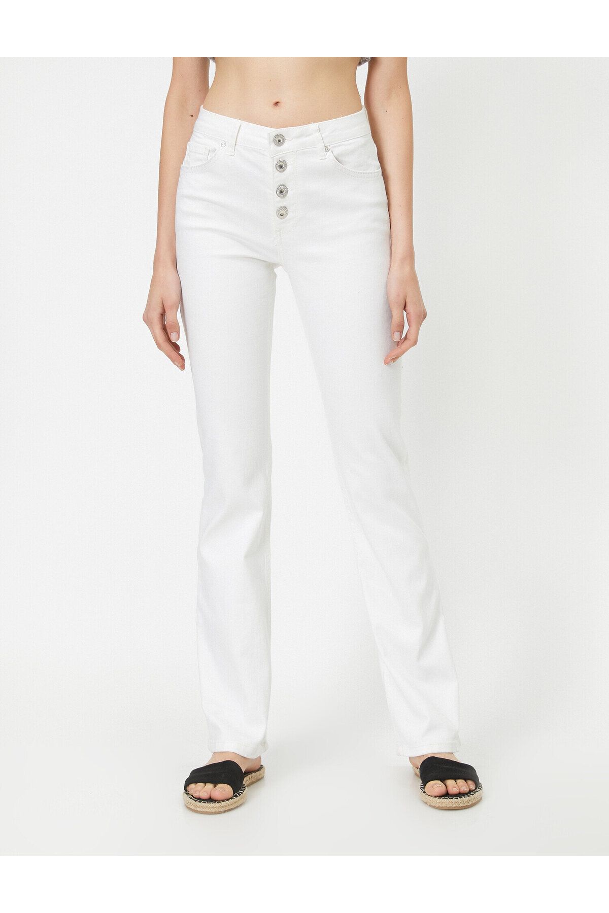 Koton femei pantaloni albi