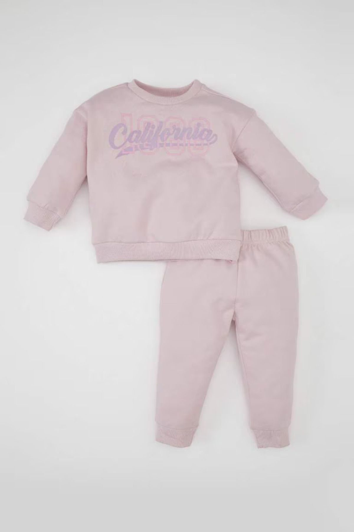 DEFACTO Baby Girl Printed Sweatshirt Tracksuit Bottom 2-Piece Set