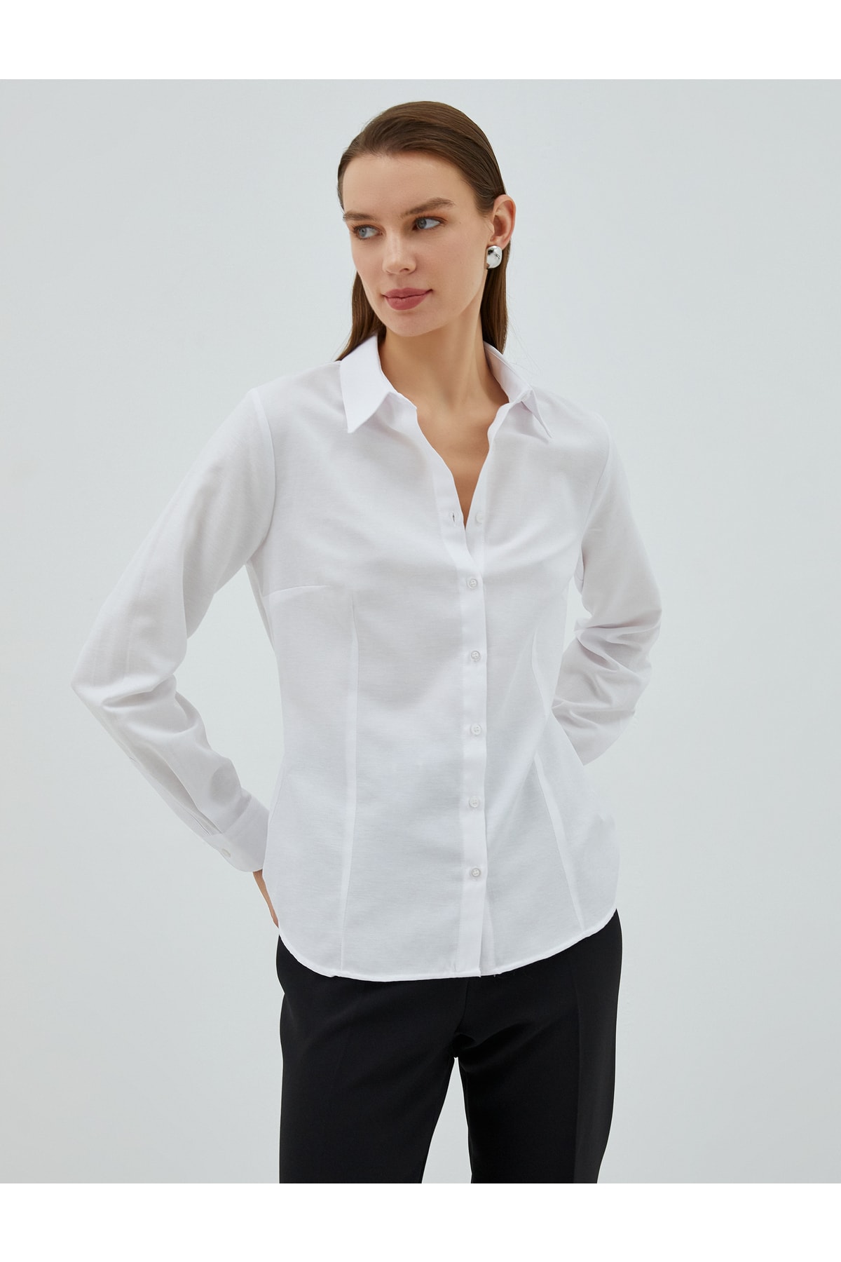 Koton Basic Shirt Long Sleeve with Stitching Detail