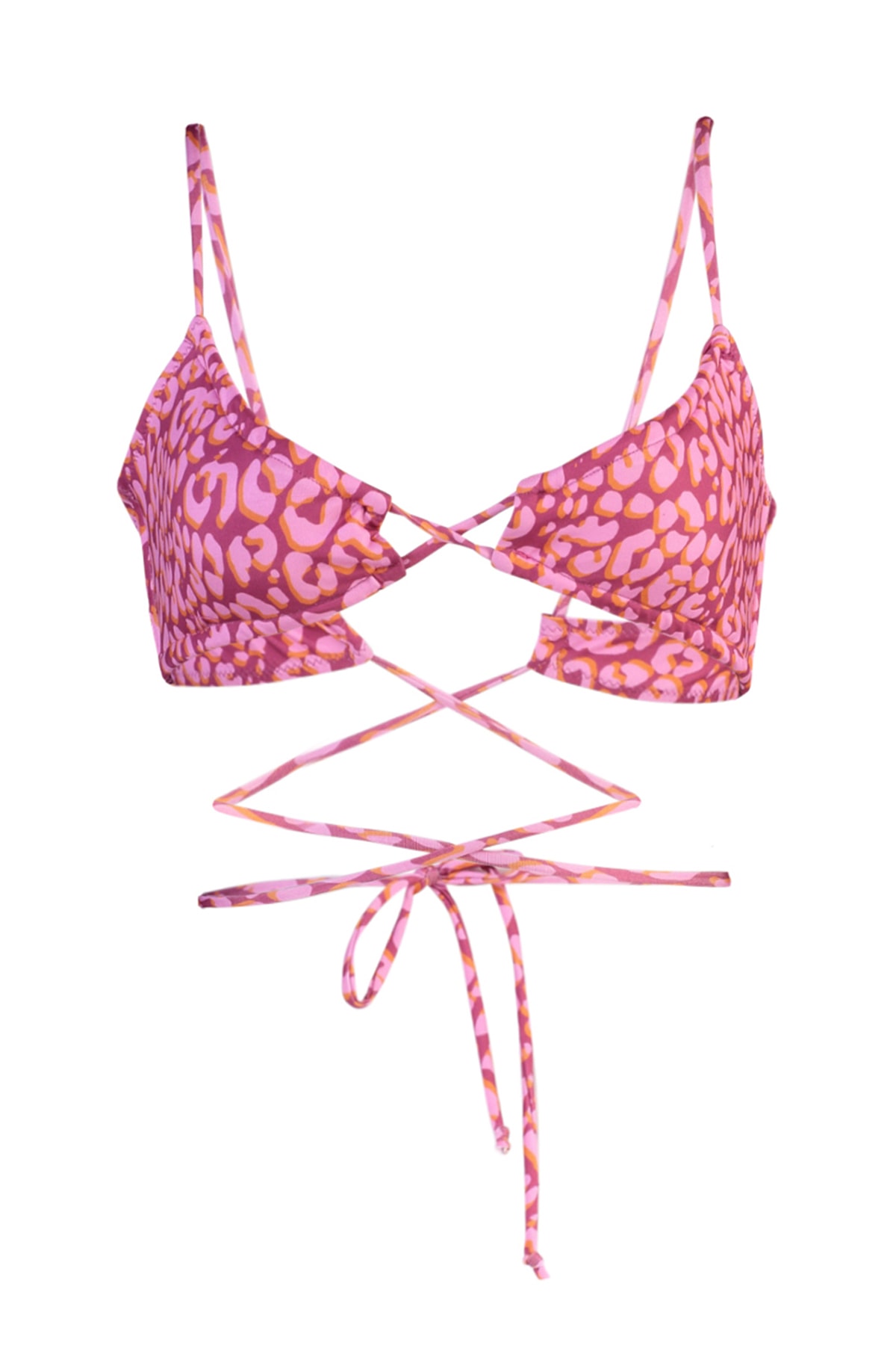 Trendyol Animal Print Triangle Tie Bikini Top