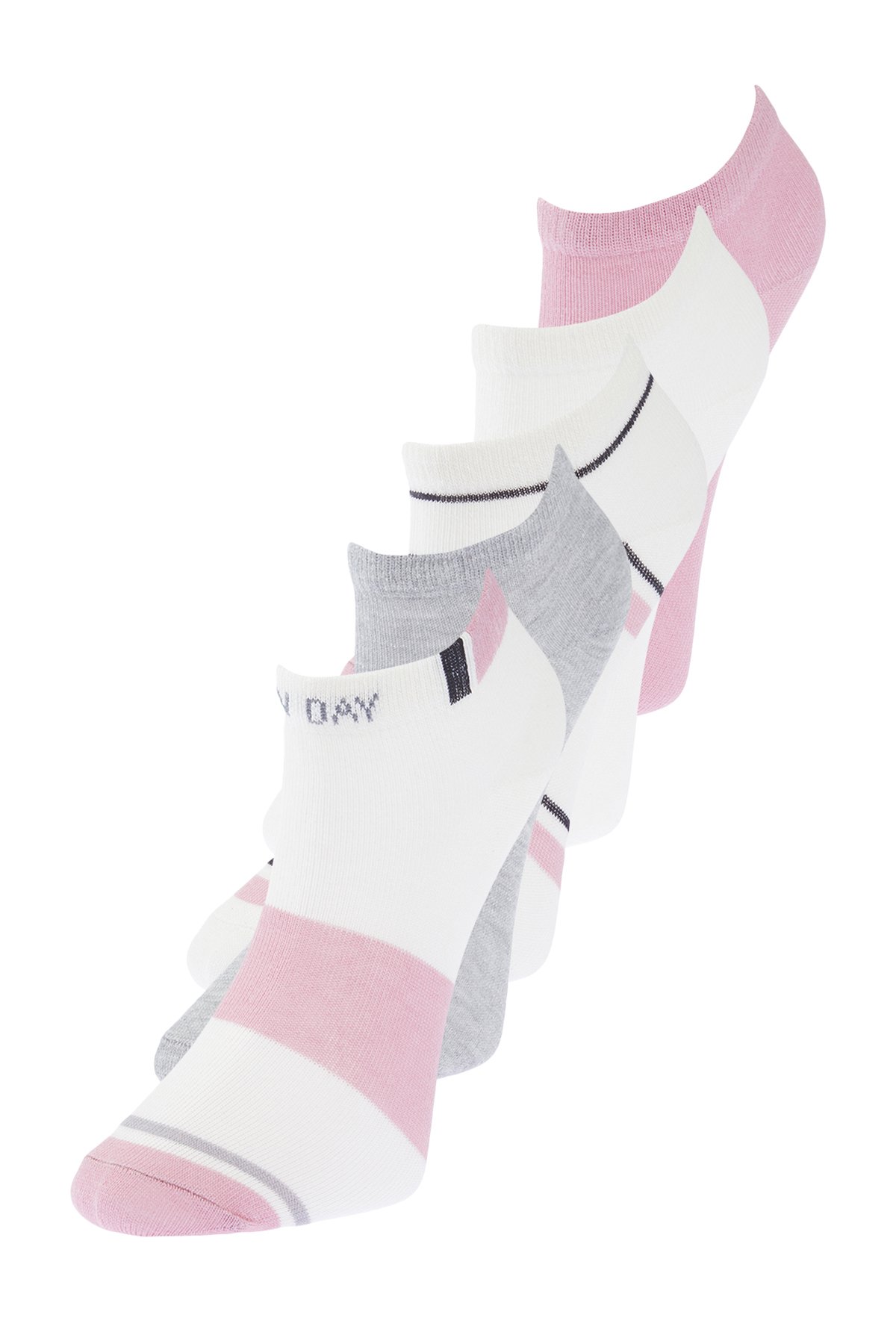 Levně Trendyol 5-Pack Pink-Multicolor Cotton Striped Knitted Socks