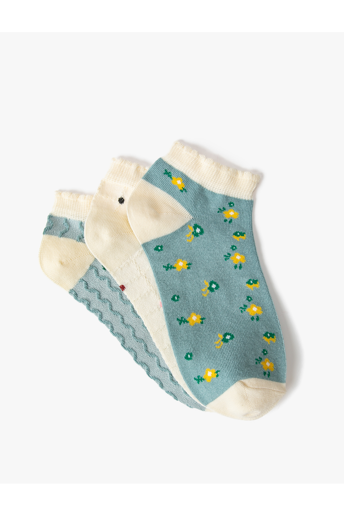 Levně Koton 3-Piece Booties Socks Set Floral Pattern Multi Color