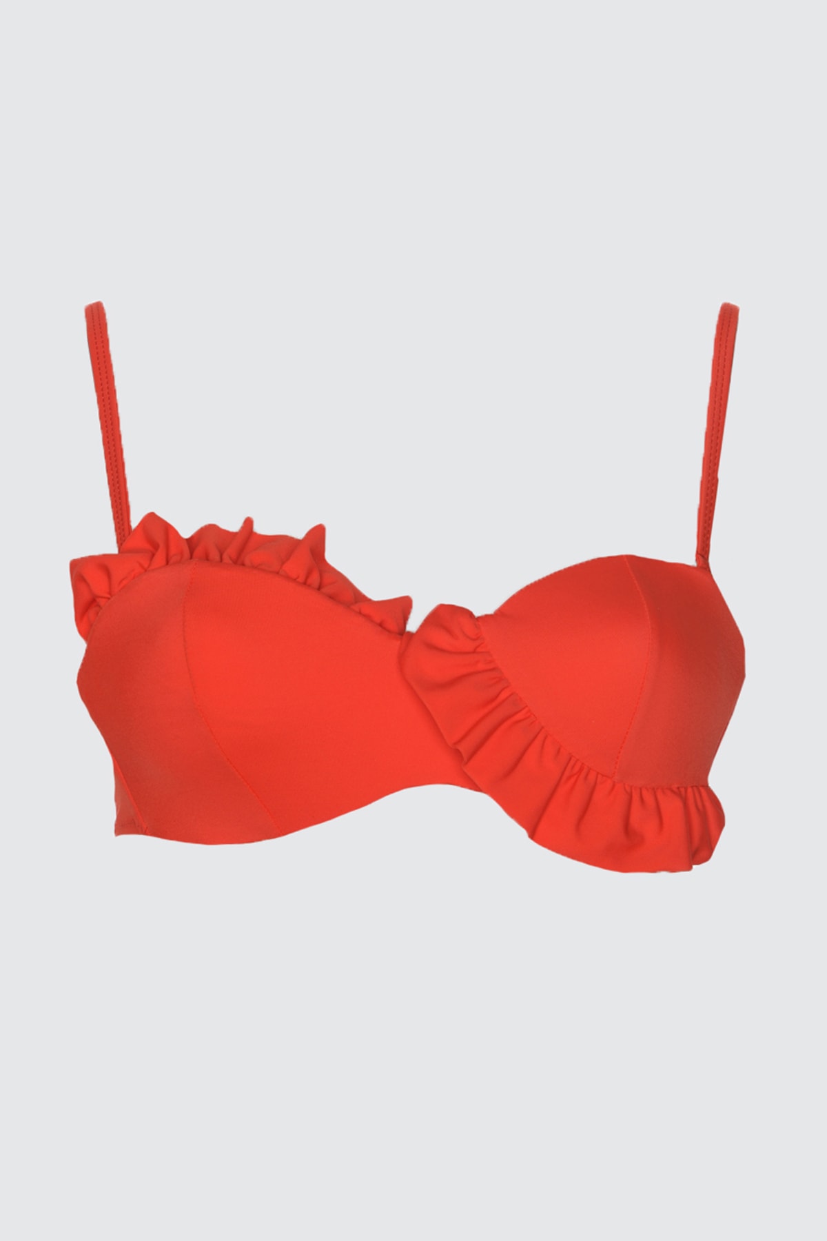 red strapless bikini top