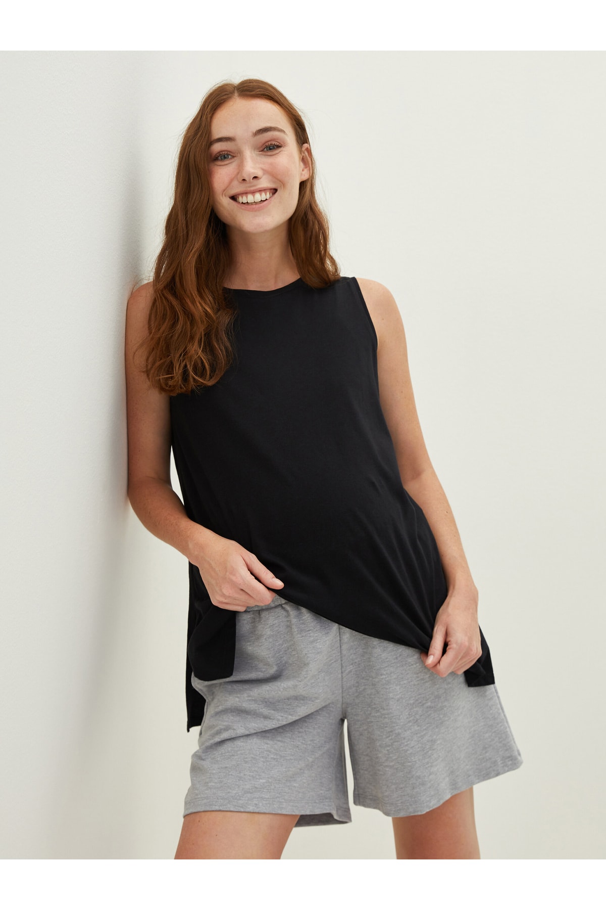 LC Waikiki Maternity Shorts with Elastic Waist and Plain Pocket Detailed.
