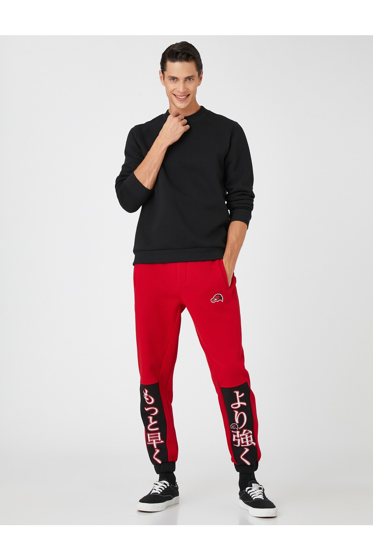 Koton Oriental Printed Sweatpants with Pocket Details, Lace-Up Waist.