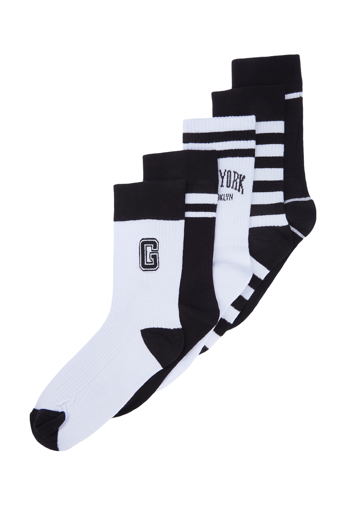 Levně Trendyol 5-Pack Multi Color Cotton Striped Text Embroidered College-Tennis-Medium Socks
