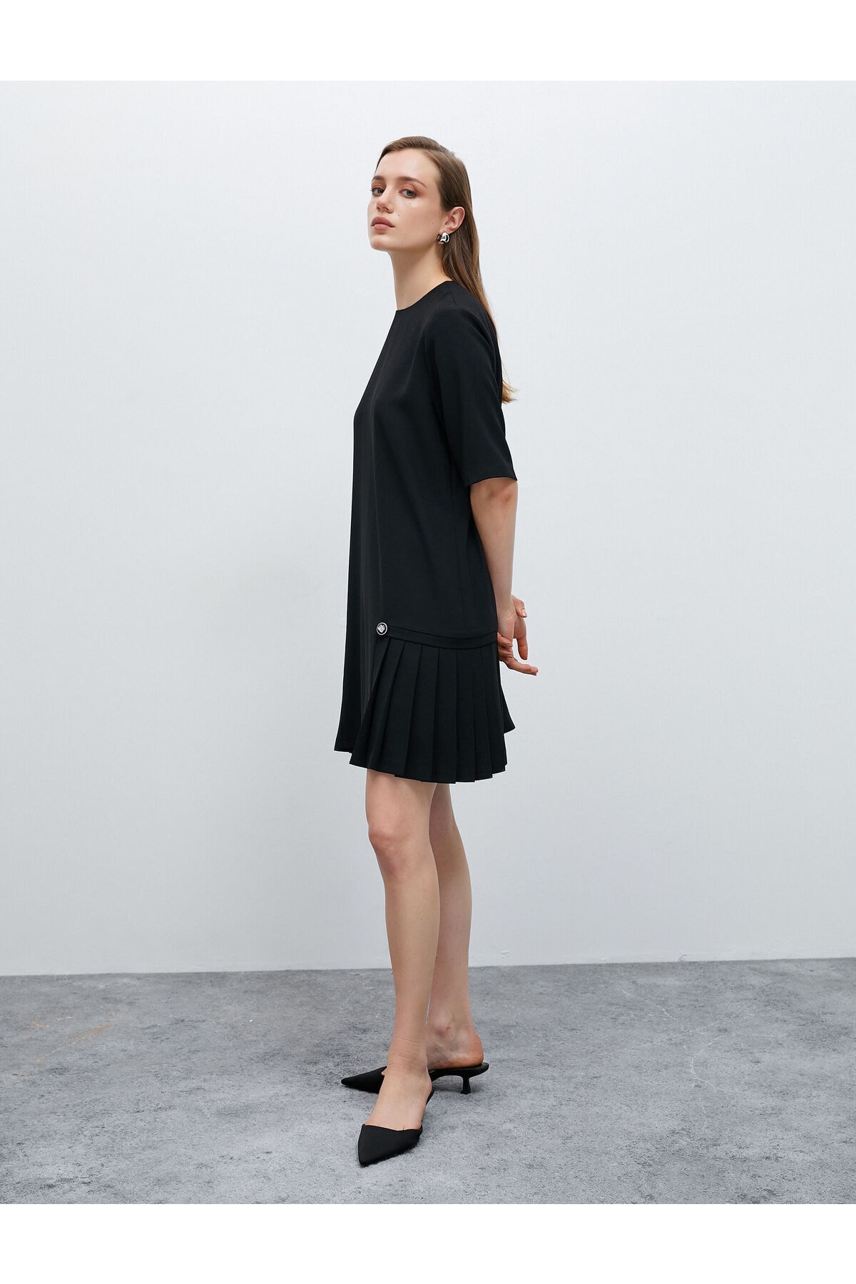 Koton Short Dress Pleat Detailed Buttoned Short Sleeve