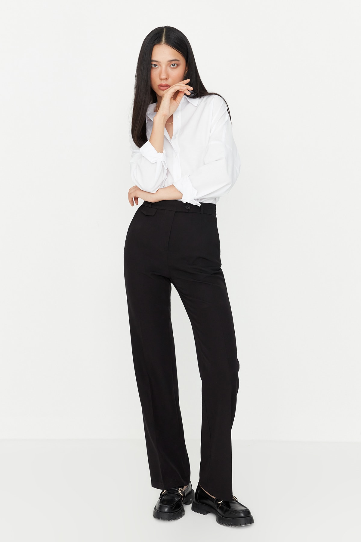 Pantaloni de damă Trendyol High Waist