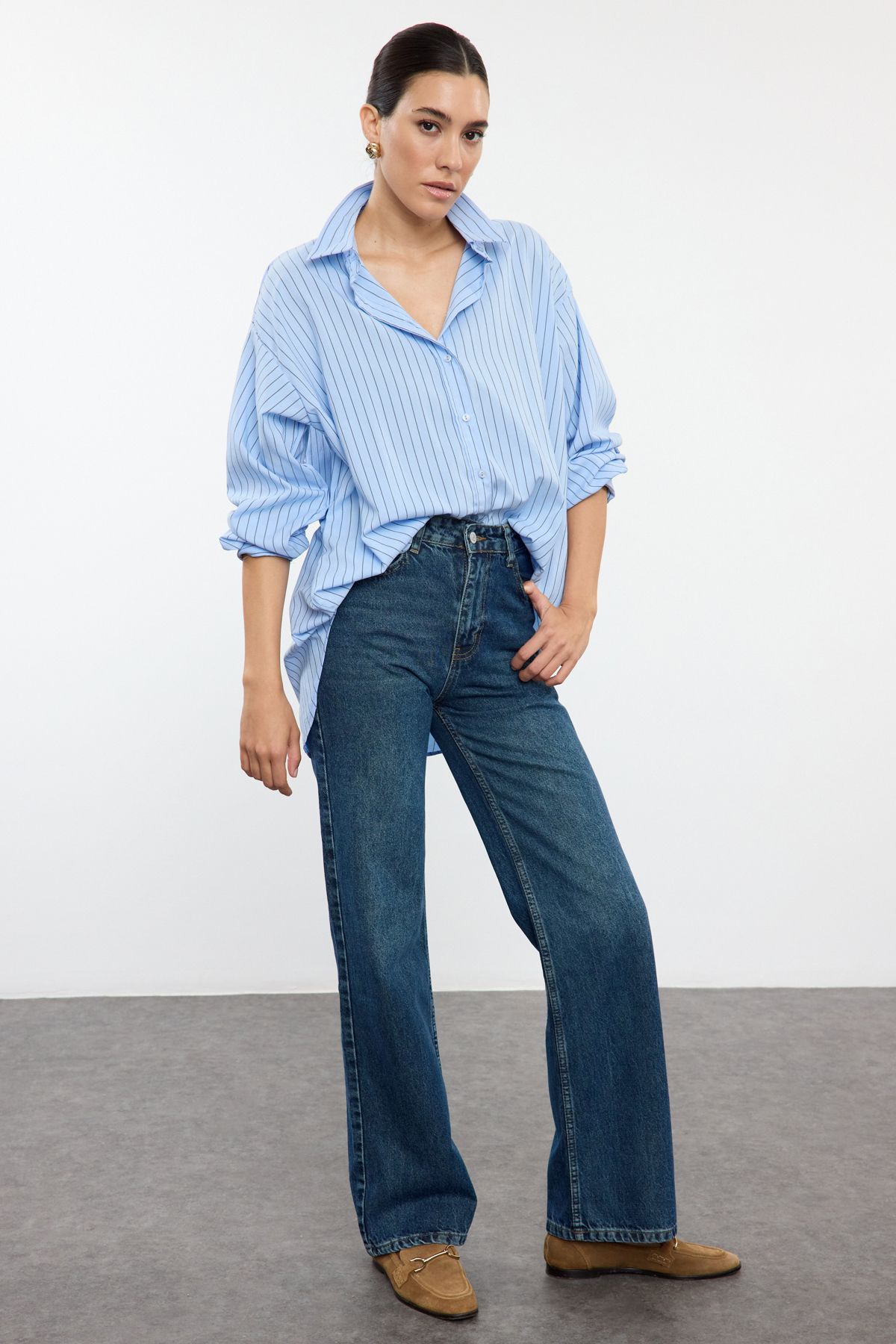 Trendyol Indigo High Waist Wide Leg Jeans