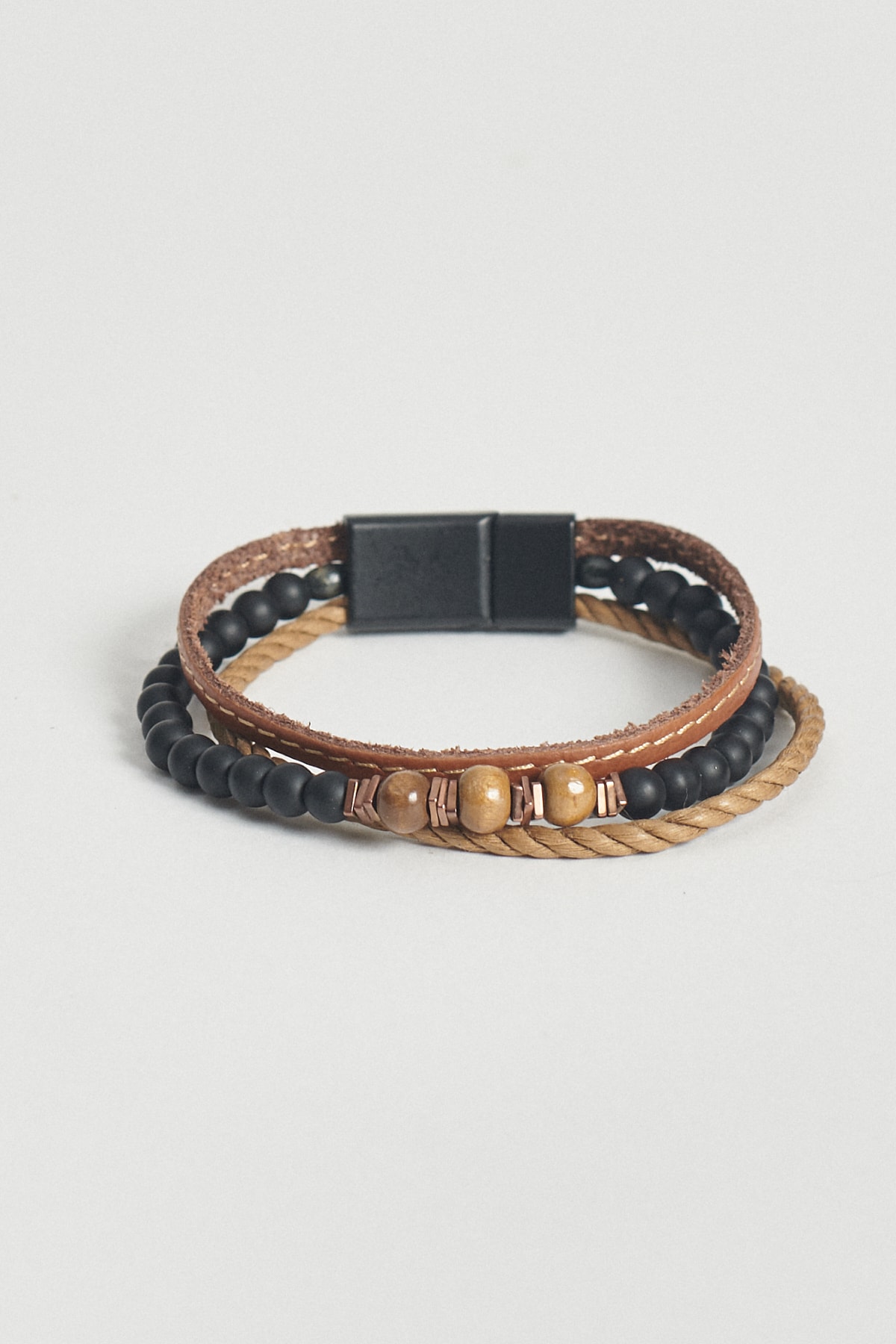 ALTINYILDIZ CLASSICS Men's Black-brown 100% Genuine Leather Bracelet