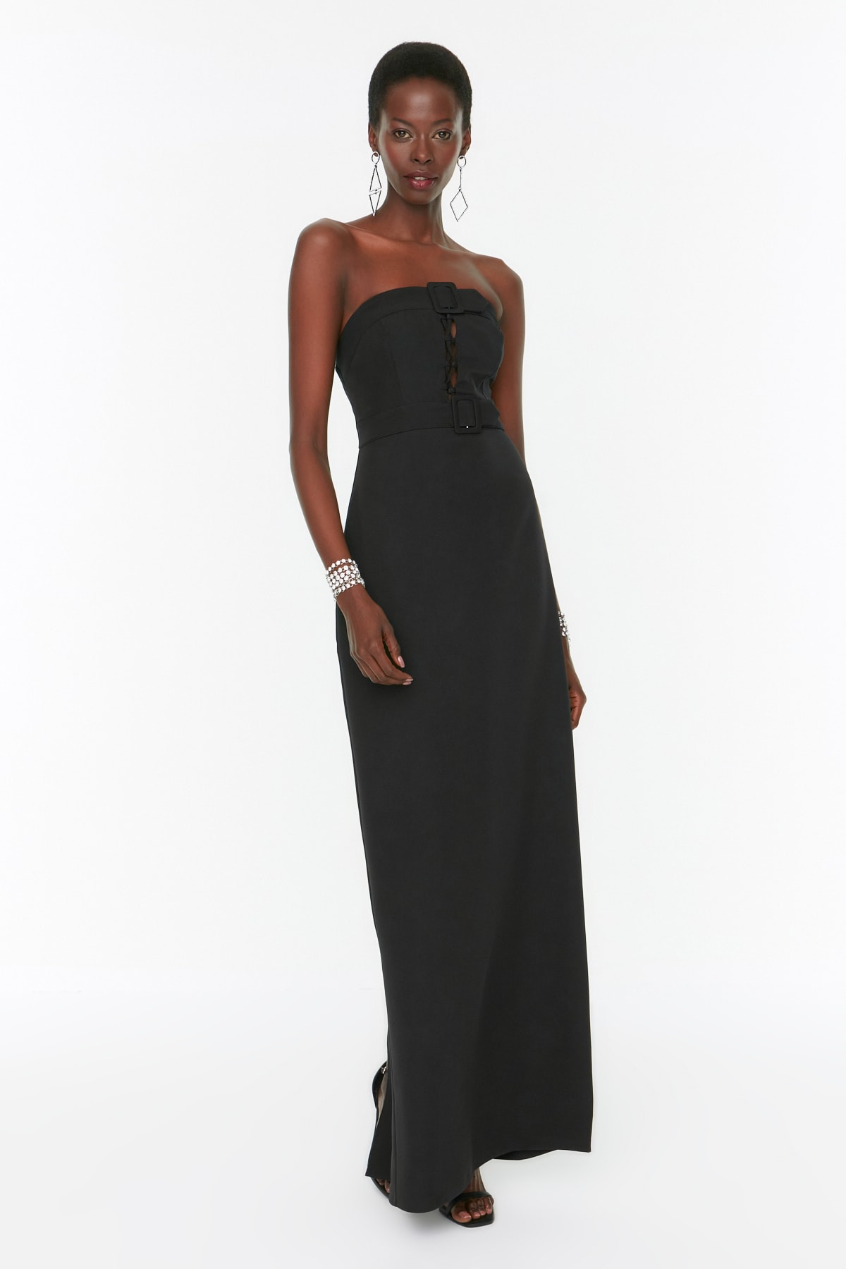 Trendyol Black Collar Detailed Evening Dress