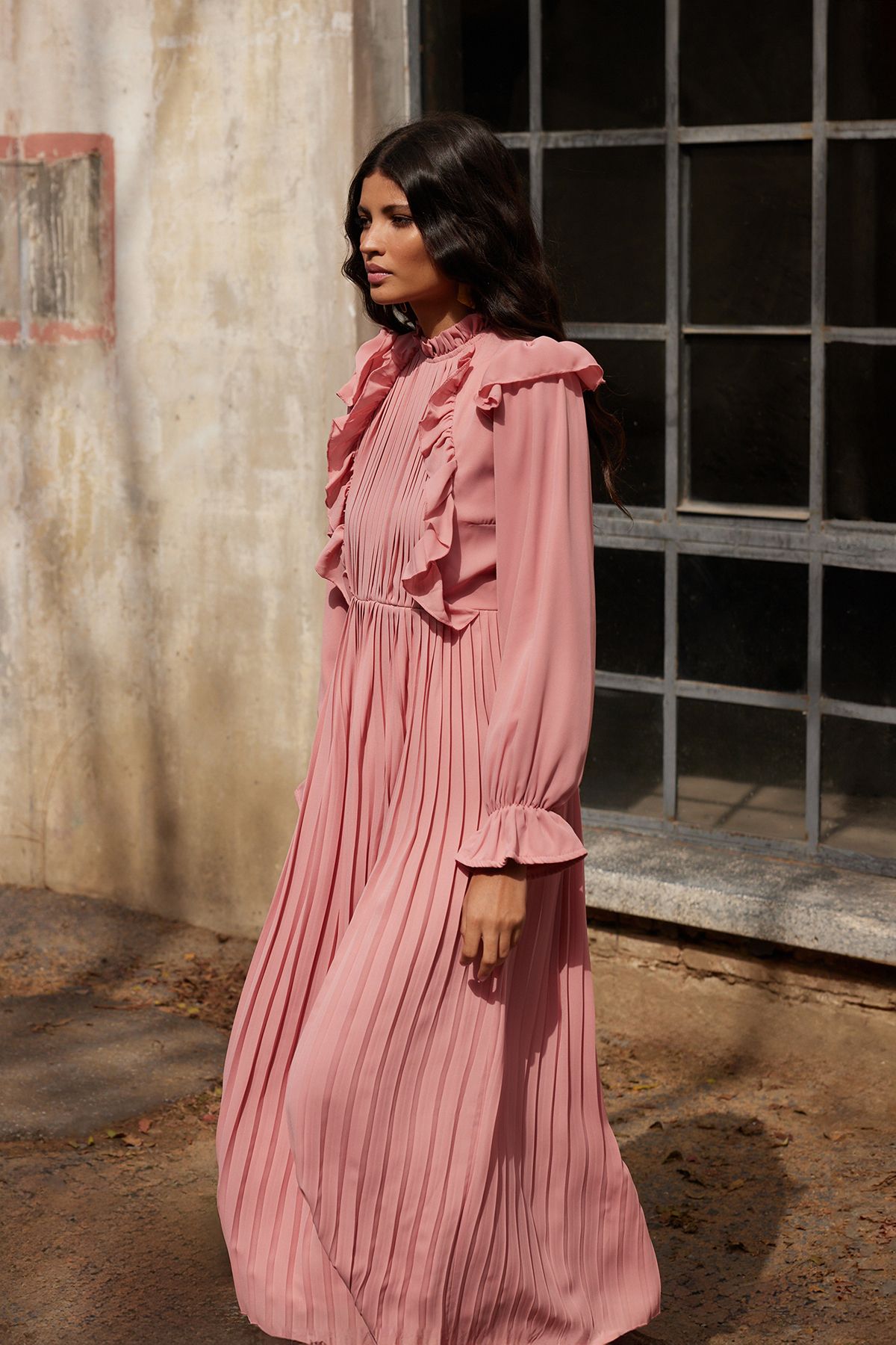 Trendyol X AI Dusty Rose Pleated Dress