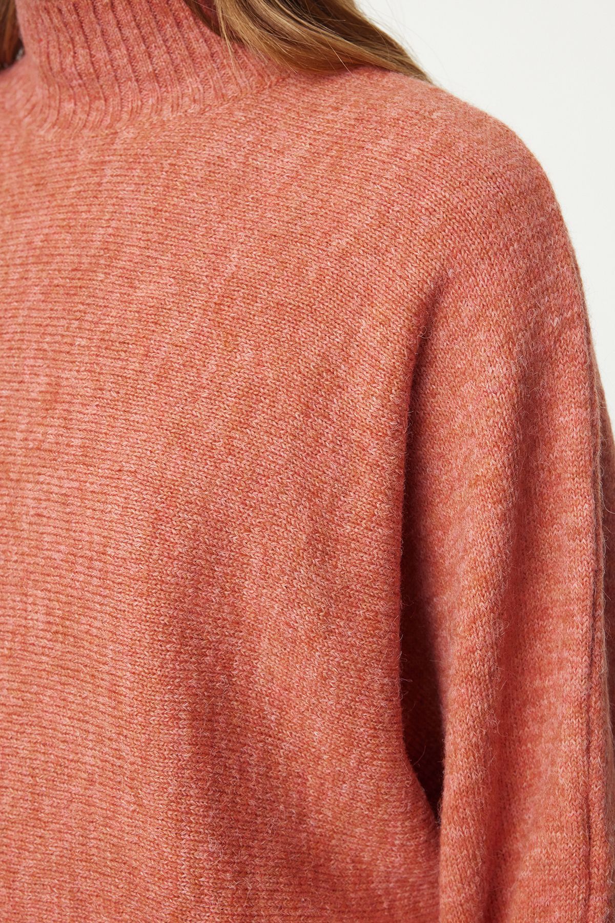 Trendyol Dusty Rose Soft Texture Wide Pattern Knitwear Sweater