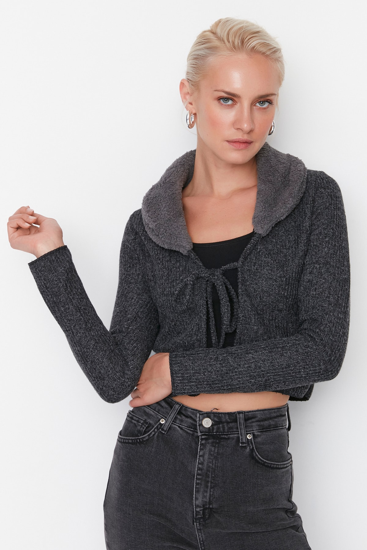Trendyol Cardigan - Gray - Regular fit