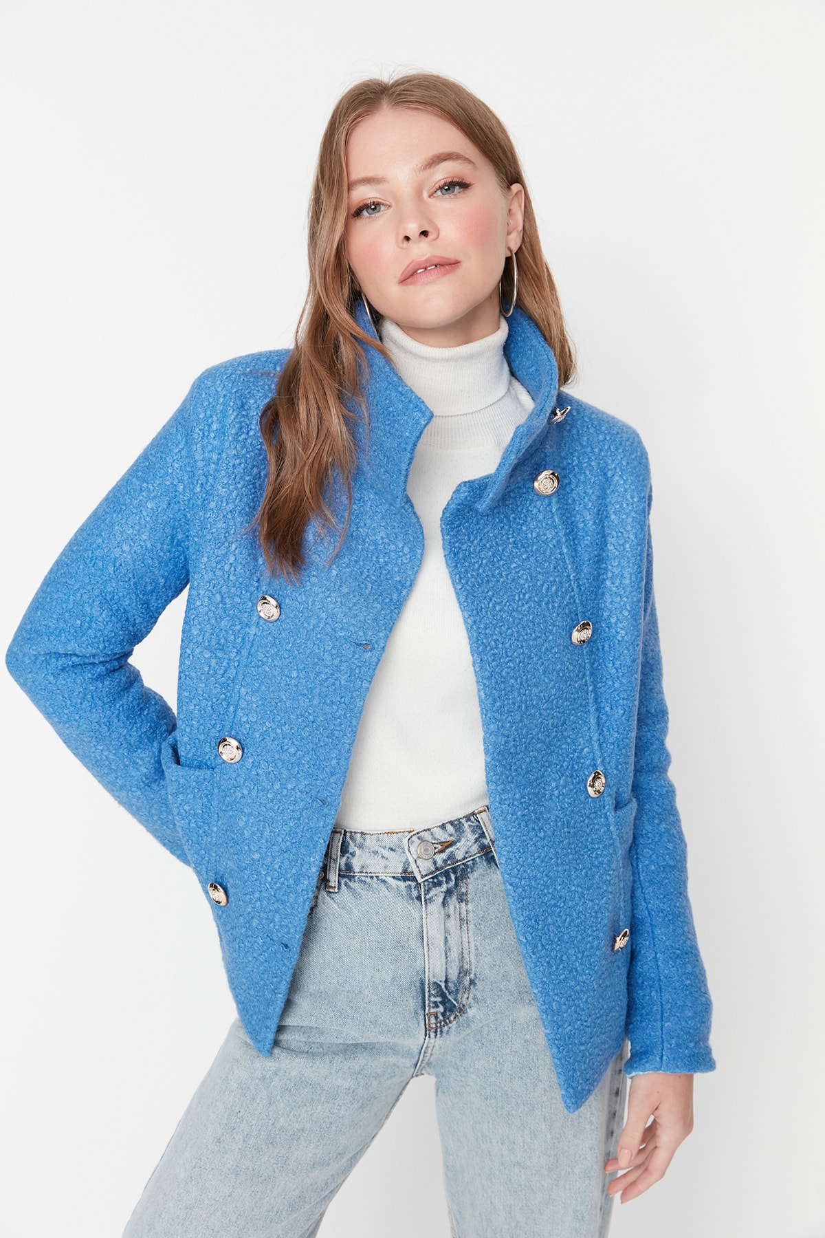 Trendyol Coat - Blue - Basic